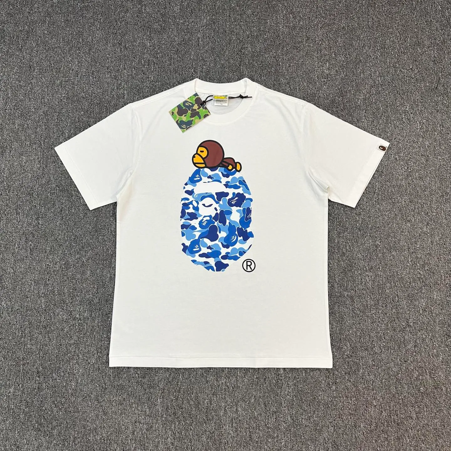 💰140 BAPE SS25 ABC CAMO series Cartoon ape orangutan pattern printing 280g weight linen cotton fabric ZP version Couple model: S-XXL [black pink white pink black blue white blue black green white green]