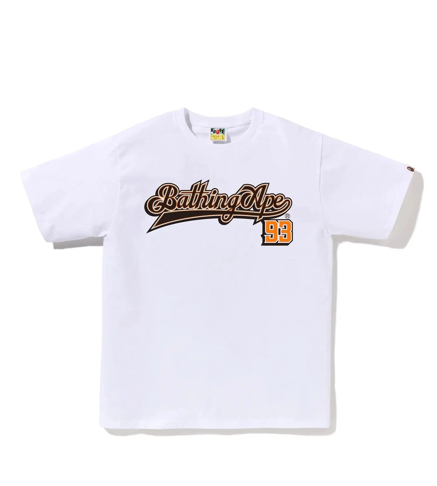 P110 001154 Bape letter printed short-sleeved T-shirt, same style for men and women, size smlxlxxl, white and blue, white and black