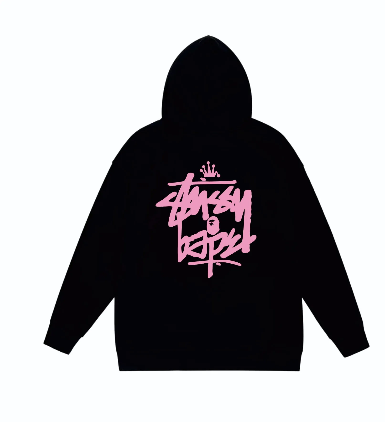 P160 model number SC808# terry 80 plus velvet 90 (top version) BAPE×STUSSY co-branded Stussy letter printed hooded sweatshirt. Made of 380g large terry (drop shoulder large version) fabric, soft texture and no pilling. Imported environmentally friendly printing glue. Bright and three-dimensional pattern. Quality💥Same style for men and women. The upper body is trendy. Color: black and white, white and black, gray and black, black and yellow, white and yellow, gray and yellow, black and red, white and red. Gray red Size: S M L XL XXL