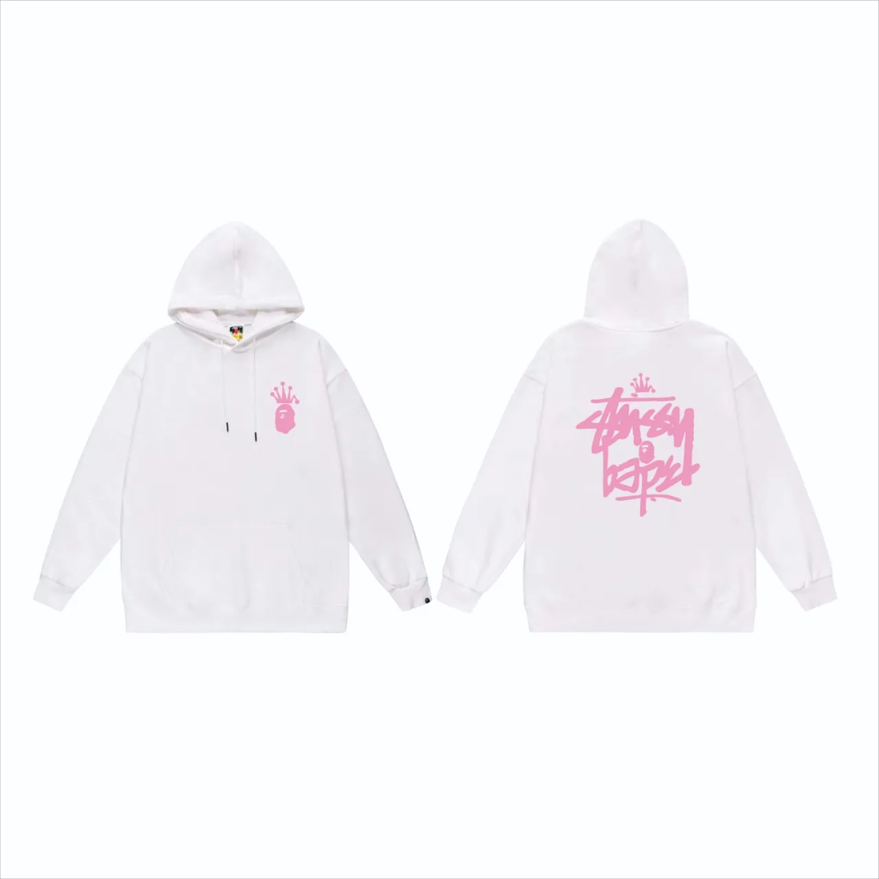 P160 model number SC808# terry 80 plus velvet 90 (top version) BAPE×STUSSY co-branded Stussy letter printed hooded sweatshirt. Made of 380g large terry (drop shoulder large version) fabric, soft texture and no pilling. Imported environmentally friendly printing glue. Bright and three-dimensional pattern. Quality💥Same style for men and women. The upper body is trendy. Color: black and white, white and black, gray and black, black and yellow, white and yellow, gray and yellow, black and red, white and red. Gray red Size: S M L XL XXL