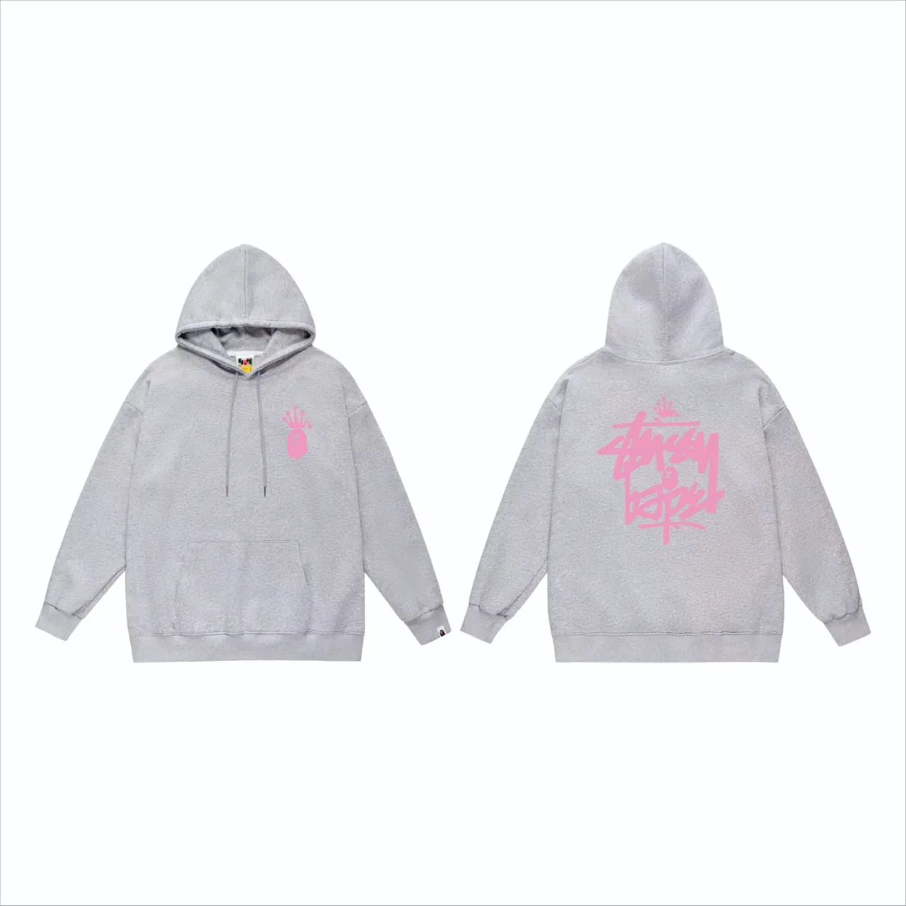 P160 model number SC808# terry 80 plus velvet 90 (top version) BAPE×STUSSY co-branded Stussy letter printed hooded sweatshirt. Made of 380g large terry (drop shoulder large version) fabric, soft texture and no pilling. Imported environmentally friendly printing glue. Bright and three-dimensional pattern. Quality💥Same style for men and women. The upper body is trendy. Color: black and white, white and black, gray and black, black and yellow, white and yellow, gray and yellow, black and red, white and red. Gray red Size: S M L XL XXL