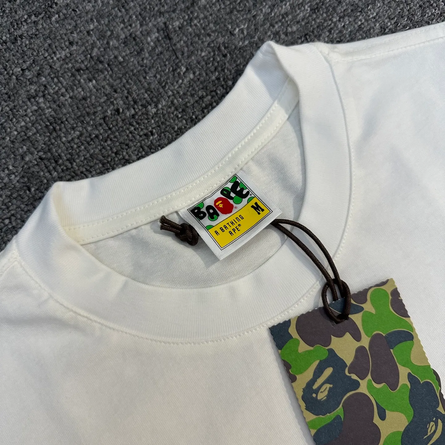 💰140 BAPE SS25 ape letter embroidered round neck 280g heavy linen cotton fabric ZP version Couple model: S-XXL [Black White Gray]