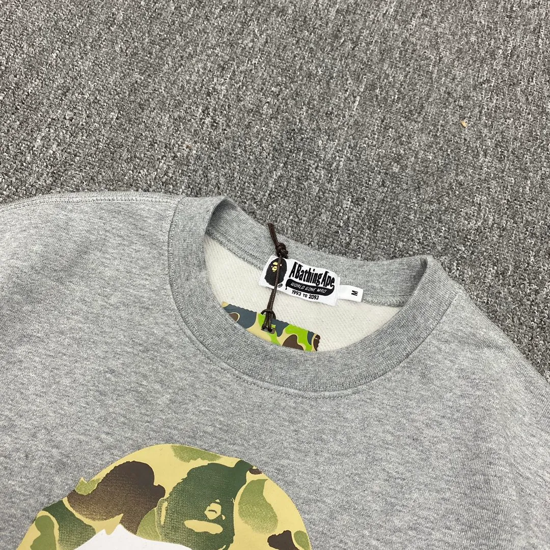 💰250 Bape 11th Anniversary Ink Camouflage Ape Head Letter Print Customized Fabric High Quality Couple Style: S—XXL [Gray Black]