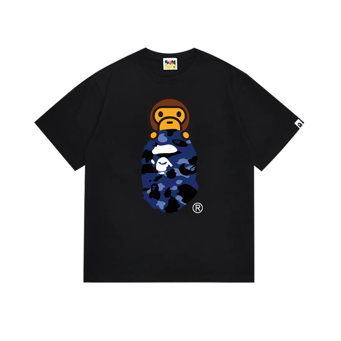 SC168#p110💰 (Top version) BAPE COLOR CAMO MILO ON APE camouflage ape print short-sleeved T-shirt. Made of 260 grams of high-quality high-weave pure cotton fabric. Double yarn combed, soft texture and no pilling. Imported environmentally friendly printing glue. Bright and three-dimensional pattern. Quality💥Same style for men and women. The upper body is trendy. Color: black and red, white and red, black and yellow, white and yellow, black and blue, white and blue, black and purple, white and purple. Size: S M L XL XXL