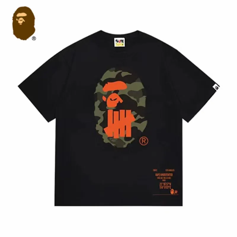 P110 00158 bape ape head five stripes joint short-sleeved T-shirt, same style for men and women, size smlxlxxl, black and white