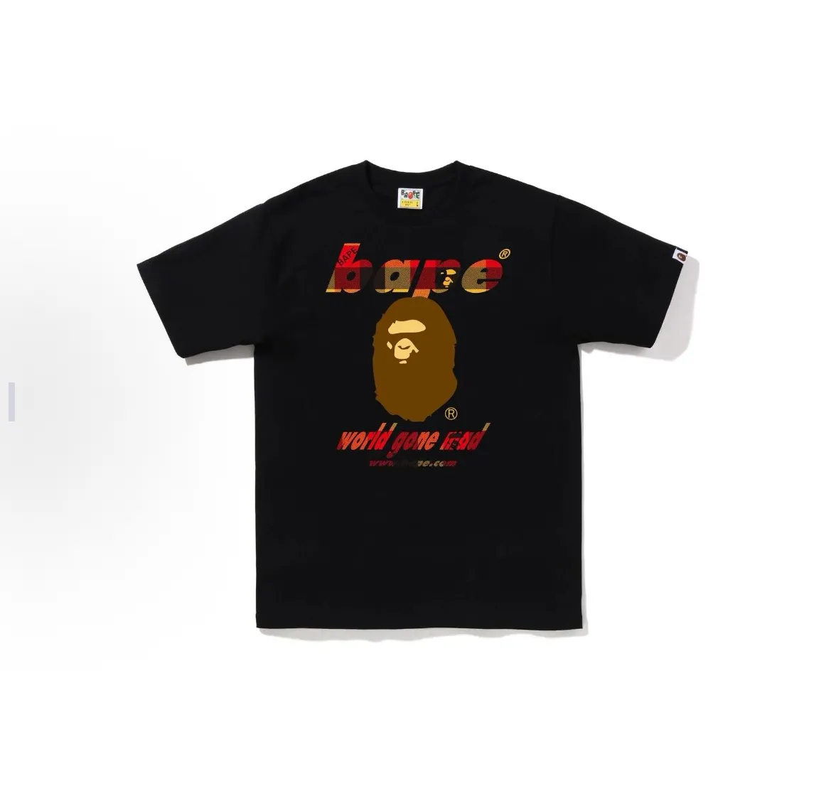 P110 001043 BAPE FW22 Block Check Wgm Ape Head Tee Ape Letter Print Casual Short Sleeve T-shirt Unisex Size Number smlxlxxl Black Red, White Red
