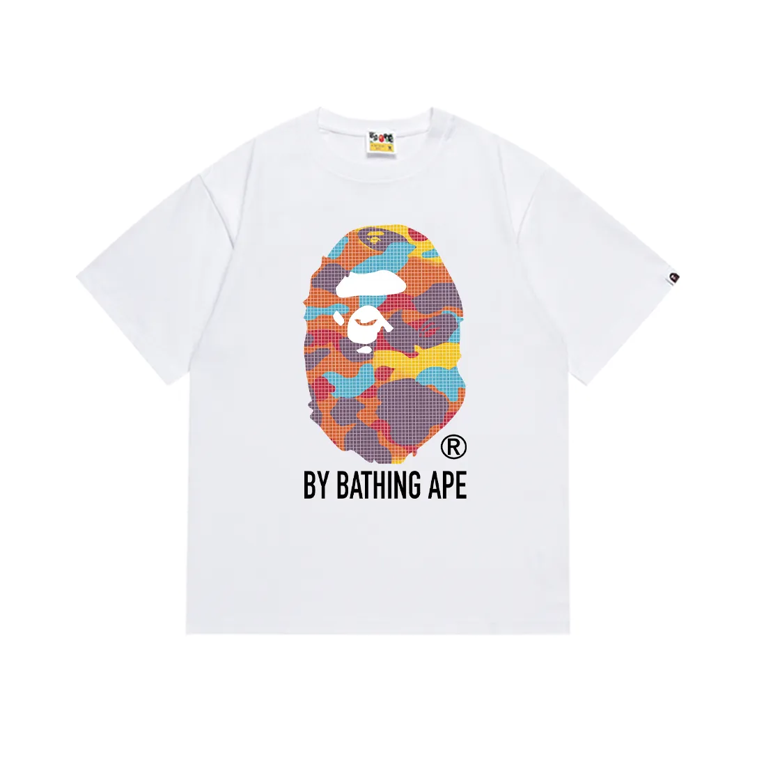 P110 SC017# (top version) BAPE ape head printed short-sleeved T-shirt Japanese trendy brand for men. Made of 260 grams of high-quality high-weave pure cotton fabric. Double yarn combed. The texture is soft and non-pilling. Imported environmentally friendly printing glue. The pattern is bright and three-dimensional. Quality💥Same style for men and women. The upper body is trendy. Color: black and white. Size: S M L XL XXL