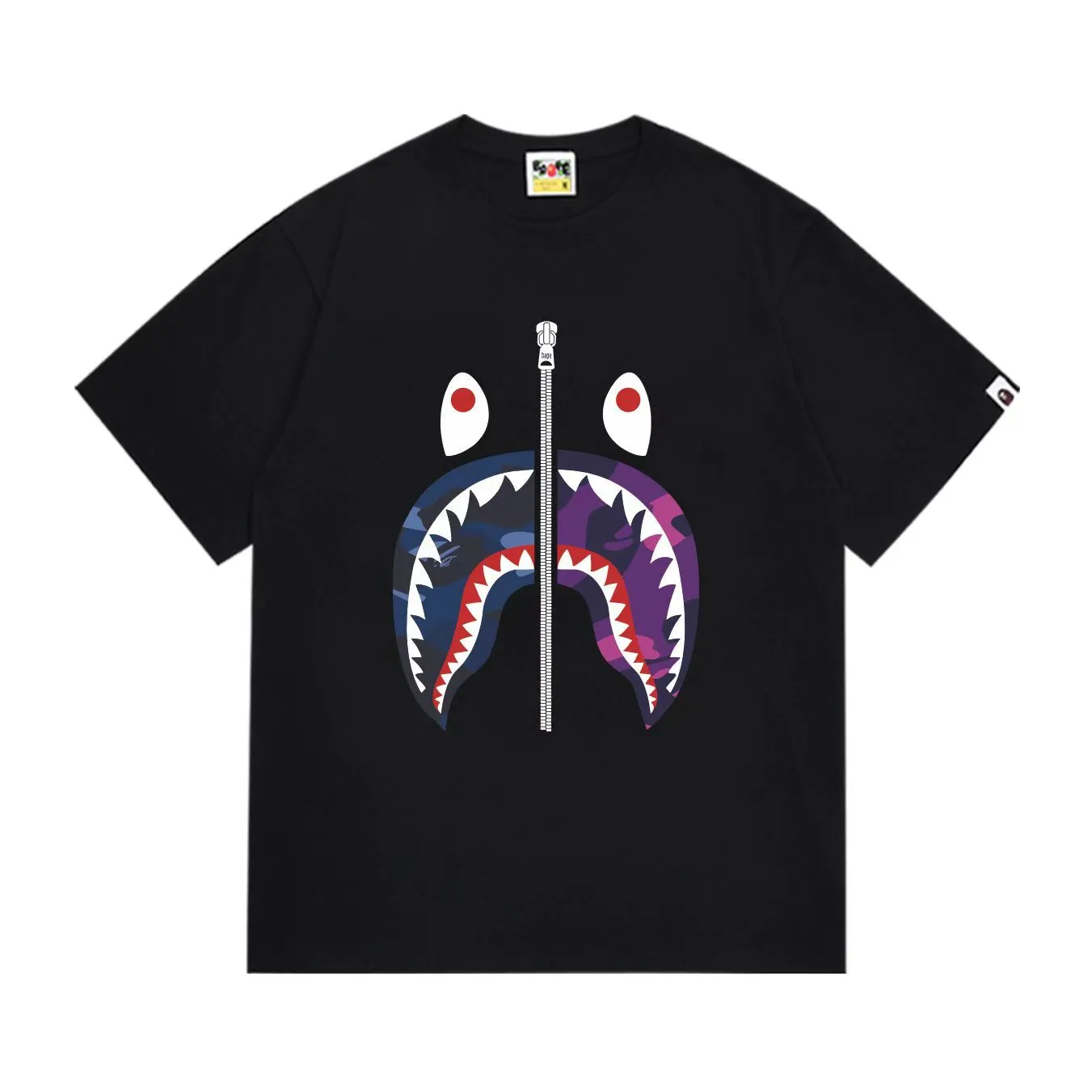 SC1016#p110💰 (top version) BAPE uses 260 grams of high-quality high-weave pure cotton fabric, double yarn combed, soft texture and no pilling, imported environmentally friendly printing glue, bright and three-dimensional pattern, quality 💥Same style for men and women, the upper body is fashionable Color: black white Size: S M L XL XXL