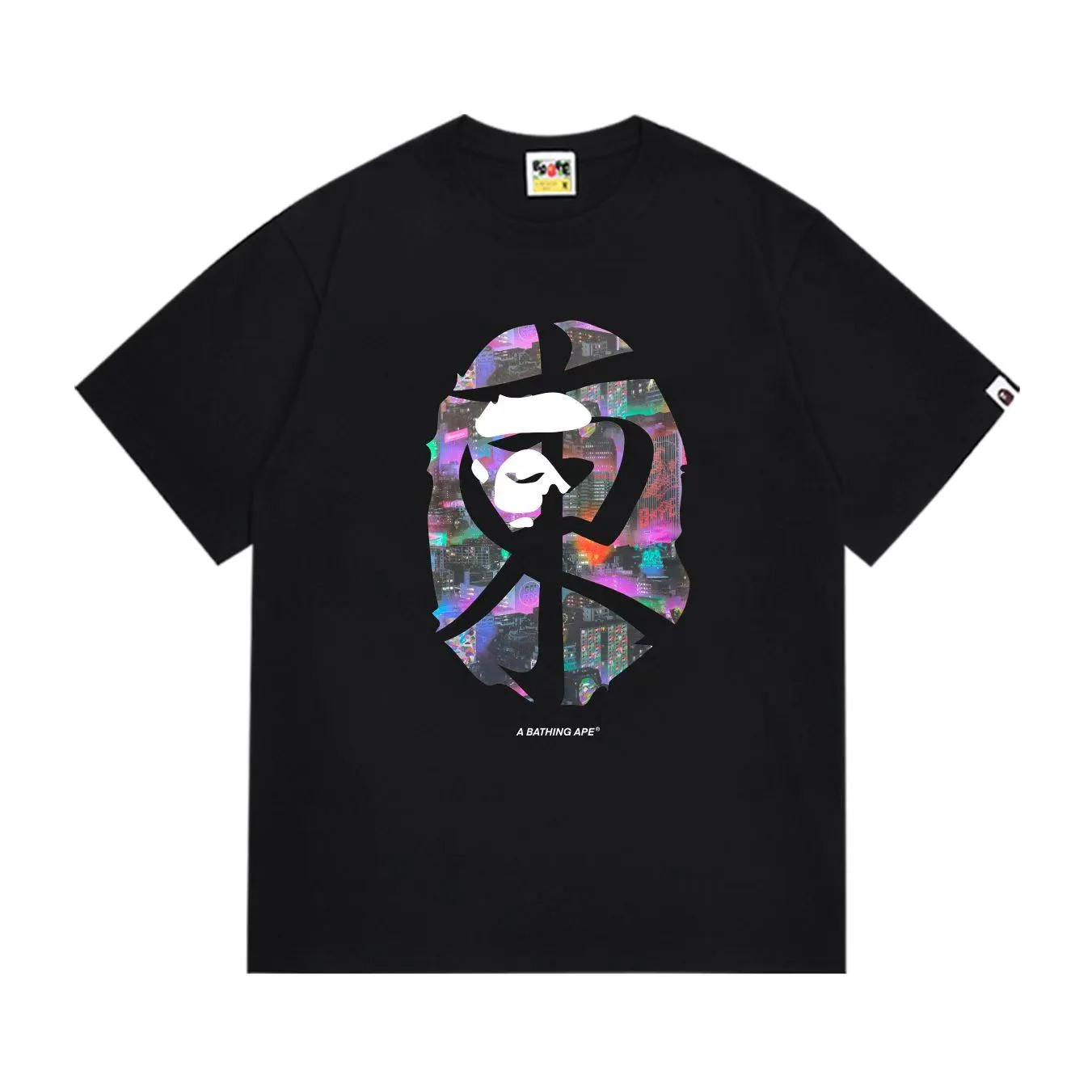 SC1009#p110💰 (top version) BAPE uses 260 grams of high-quality high-weave pure cotton fabric, double yarn combed, soft texture and no pilling, imported environmentally friendly printing glue, bright and three-dimensional pattern, quality 💥Same style for men and women, the upper body is fashionable Color: black white Size: S M L XL XXL