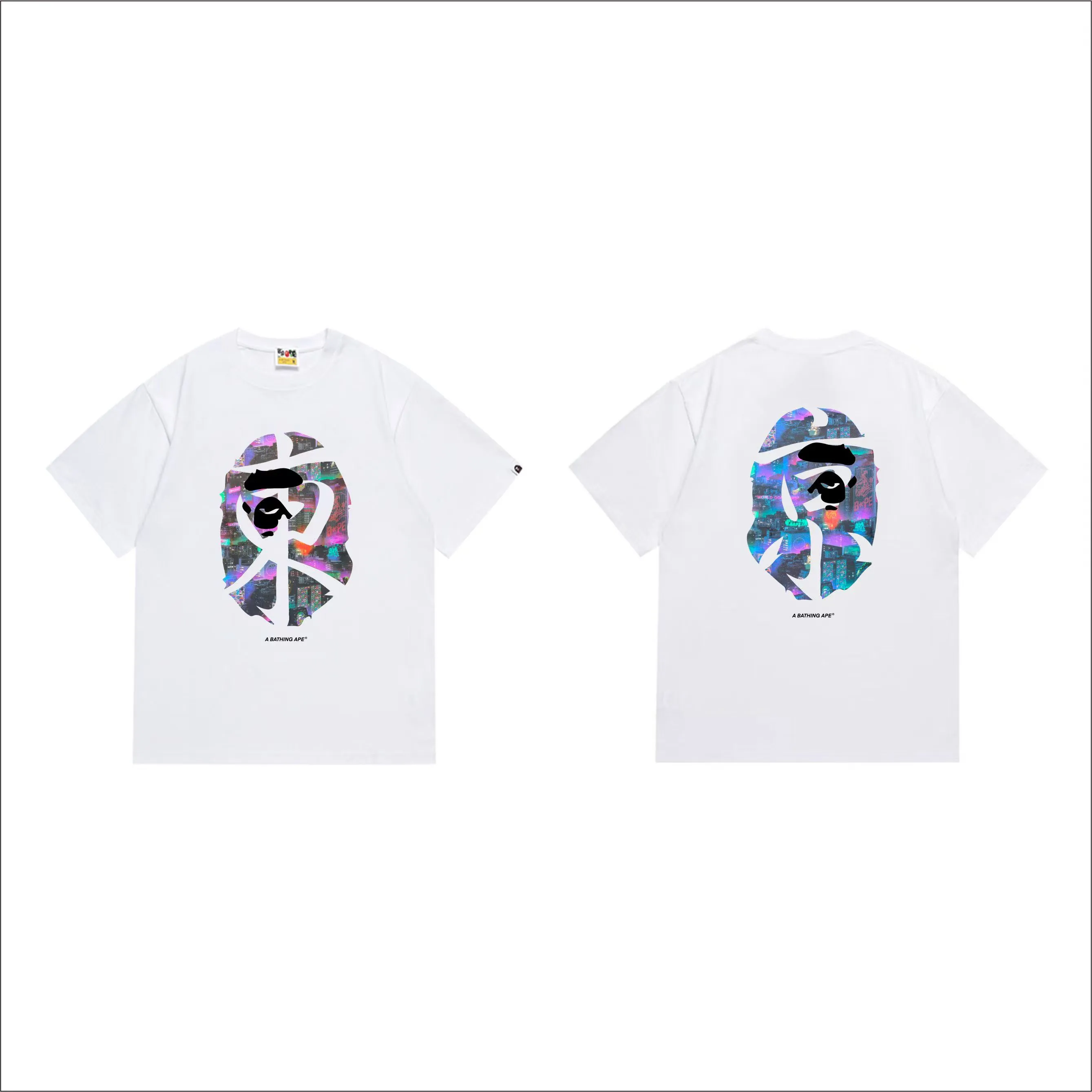 SC1009#p110💰 (top version) BAPE uses 260 grams of high-quality high-weave pure cotton fabric, double yarn combed, soft texture and no pilling, imported environmentally friendly printing glue, bright and three-dimensional pattern, quality 💥Same style for men and women, the upper body is fashionable Color: black white Size: S M L XL XXL