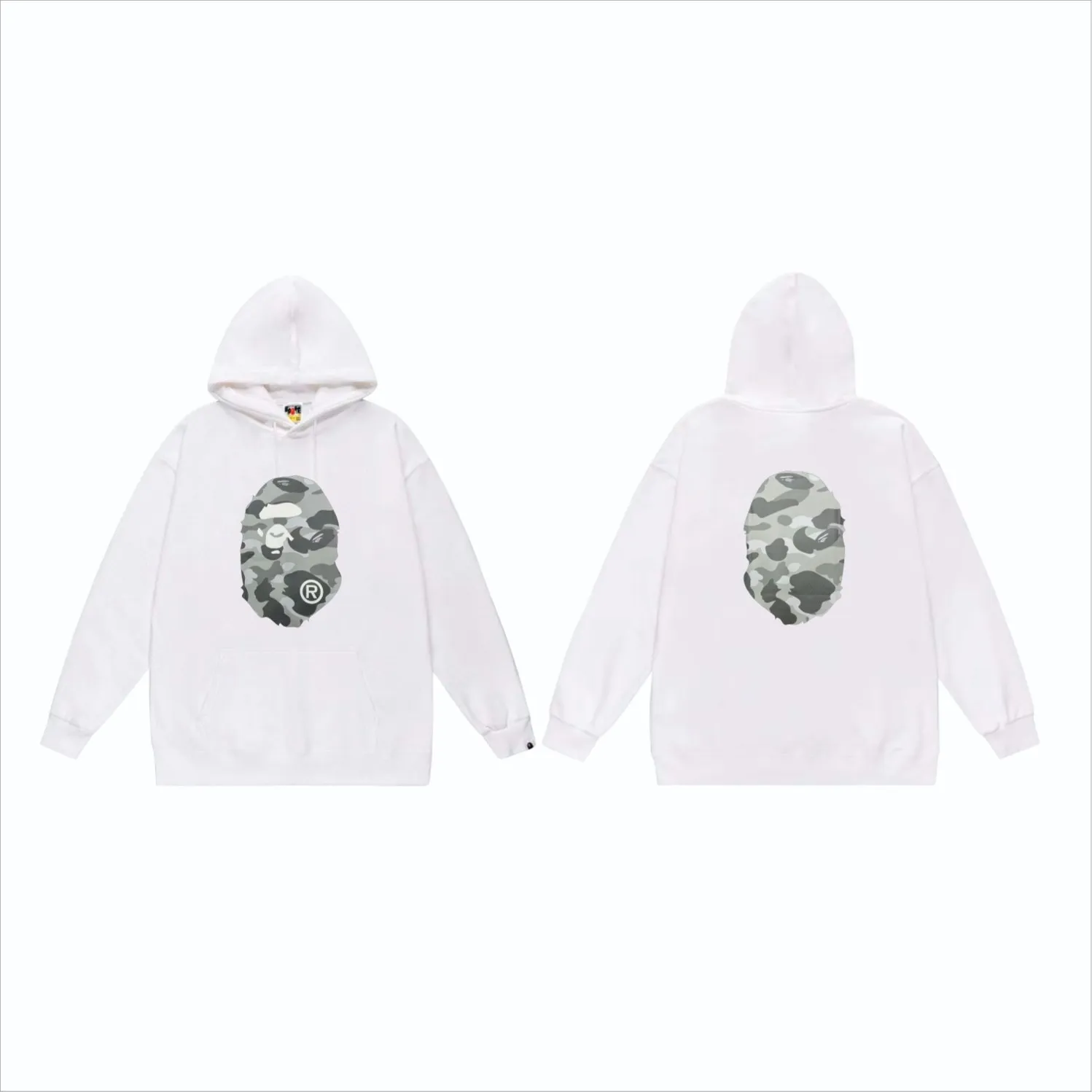 P160 model number SC852# terry 80 plus velvet 90 (top version) BAPE honeycomb camouflage letters great ape head print pattern hooded sweatshirt. Made of 380g large terry (drop shoulder large version) fabric, soft texture and no pilling. Imported environmentally friendly printing glue. Bright and three-dimensional pattern. Quality 💥Same style for men and women. The upper body is trendy. Color: black and blue, white and blue, gray and blue, black and gray, white and gray, gray and gray. Size: S M L XL XXL
