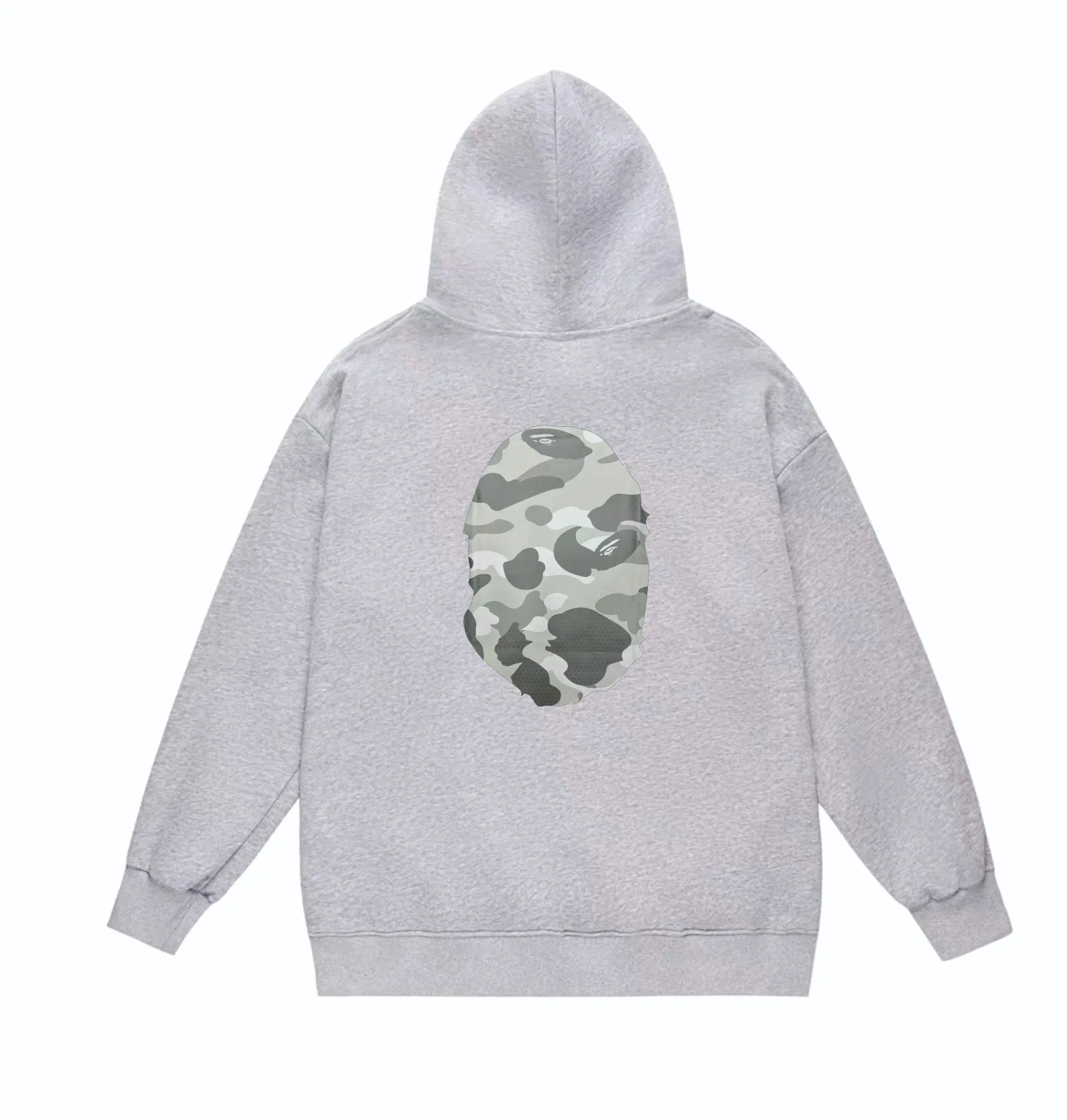 P160 model number SC852# terry 80 plus velvet 90 (top version) BAPE honeycomb camouflage letters great ape head print pattern hooded sweatshirt. Made of 380g large terry (drop shoulder large version) fabric, soft texture and no pilling. Imported environmentally friendly printing glue. Bright and three-dimensional pattern. Quality 💥Same style for men and women. The upper body is trendy. Color: black and blue, white and blue, gray and blue, black and gray, white and gray, gray and gray. Size: S M L XL XXL