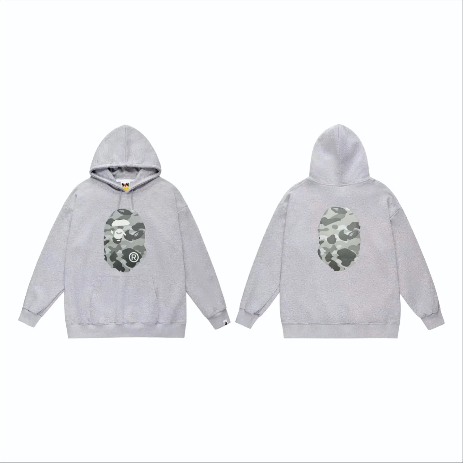 P160 model number SC852# terry 80 plus velvet 90 (top version) BAPE honeycomb camouflage letters great ape head print pattern hooded sweatshirt. Made of 380g large terry (drop shoulder large version) fabric, soft texture and no pilling. Imported environmentally friendly printing glue. Bright and three-dimensional pattern. Quality 💥Same style for men and women. The upper body is trendy. Color: black and blue, white and blue, gray and blue, black and gray, white and gray, gray and gray. Size: S M L XL XXL