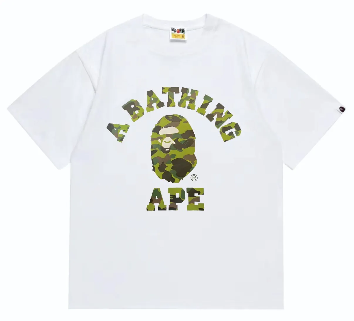 SC249#p110💰 (top version) BAPE camouflage ape head letter printed short-sleeved T-shirt Made of 260 grams of high-quality high-weave pure cotton fabric, double yarn combed, soft texture without pilling, imported environmentally friendly printing glue, bright and three-dimensional pattern, quality 💥unisex style, the upper body is fashionable Color: black red white red black purple white purple black yellow white yellow black blue white blue black camouflage green white camouflage green Size: S M L XL XXL
