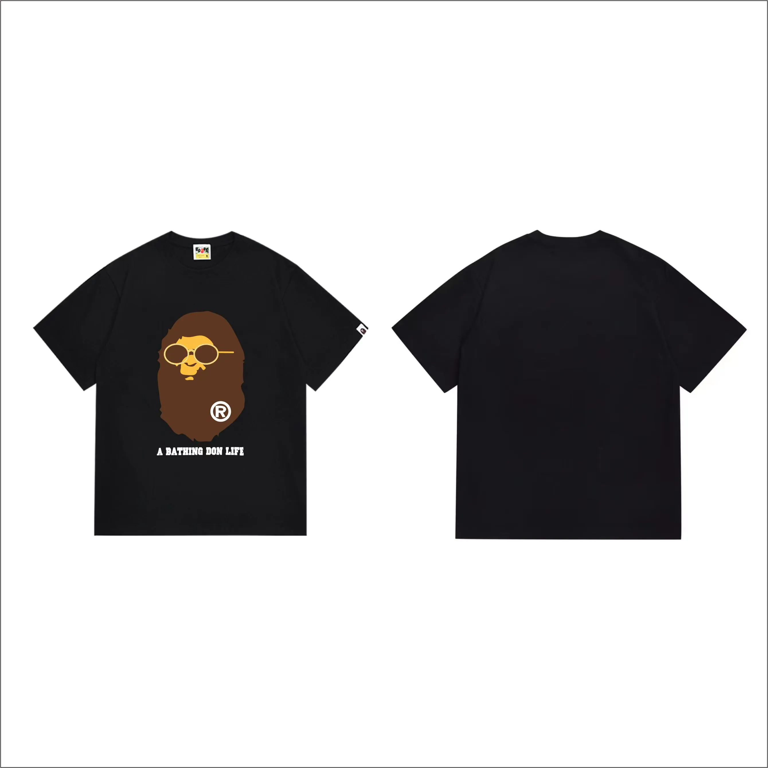 SC281#p110💰 (top version) BAPE uses 260 grams of high-quality high-weave pure cotton fabric, double yarn combed, soft and non-pilling texture, imported environmentally friendly printing glue, bright and three-dimensional pattern, quality 💥Same style for men and women, the upper body is trendy Color: Black White Size: S M L XL XXL