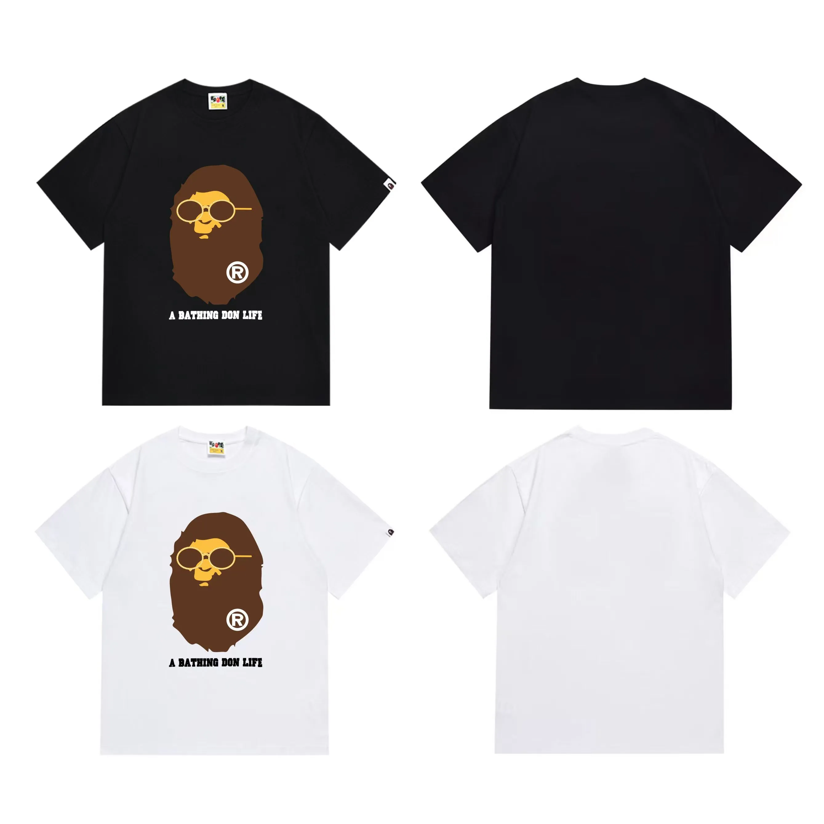 SC281#p110💰 (top version) BAPE uses 260 grams of high-quality high-weave pure cotton fabric, double yarn combed, soft and non-pilling texture, imported environmentally friendly printing glue, bright and three-dimensional pattern, quality 💥Same style for men and women, the upper body is trendy Color: Black White Size: S M L XL XXL