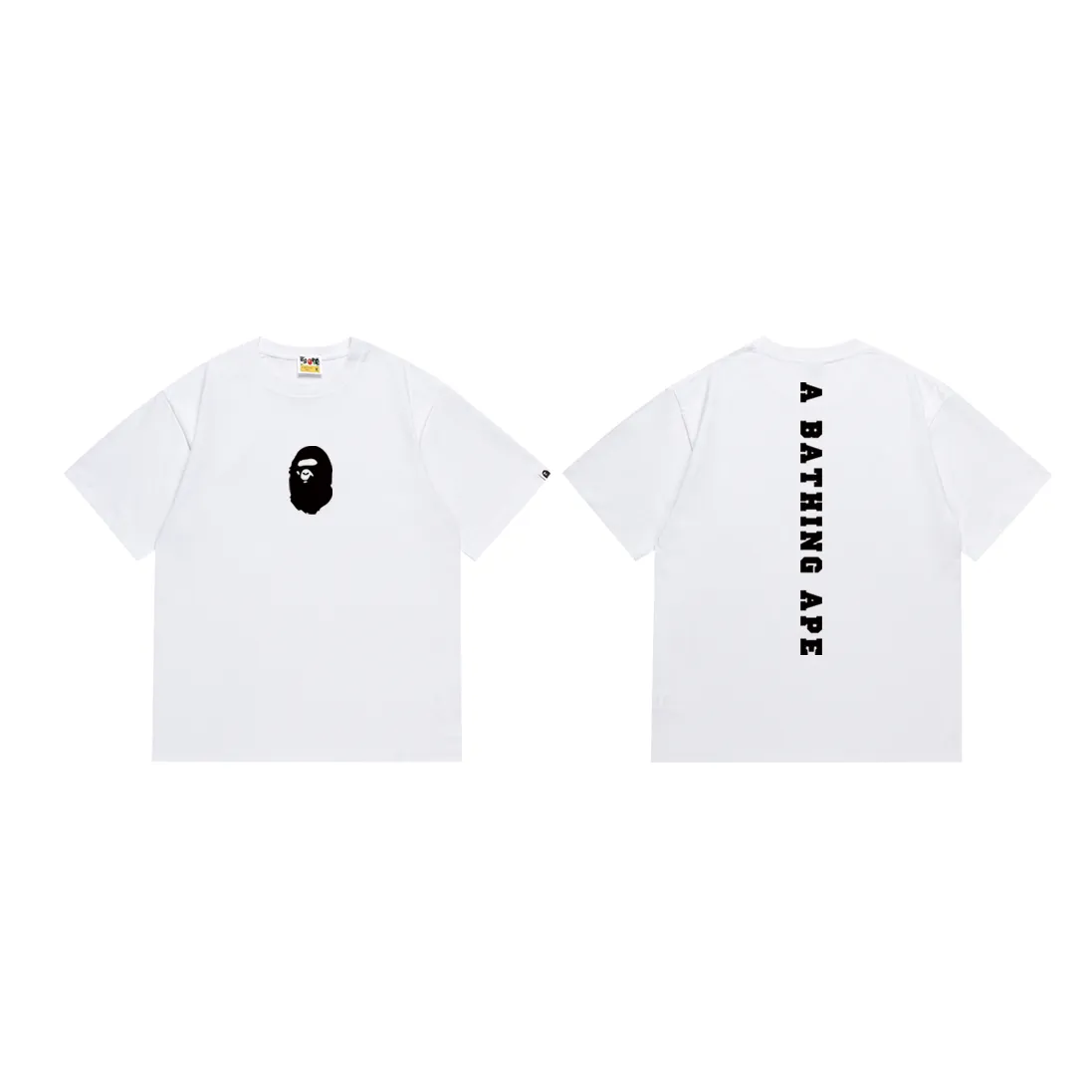 P110 SC025# (top version) BAPE classic little ape head pattern letter printed short-sleeved T-shirt. Made of 260 grams of high-quality high-weave pure cotton fabric. Double yarn combed, soft texture and no pilling. Imported environmentally friendly printing glue. Bright and three-dimensional pattern. Quality 💥Same style for men and women. The upper body is trendy. Color: black and white. Size: S M L XL XXL