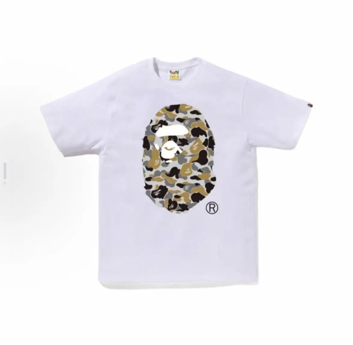 P110 001162 BAPE FW24 Ginza limited camouflage print pattern round neck short-sleeved T-shirt on the chest, same style for men and women, size smlxlxxl, black, white