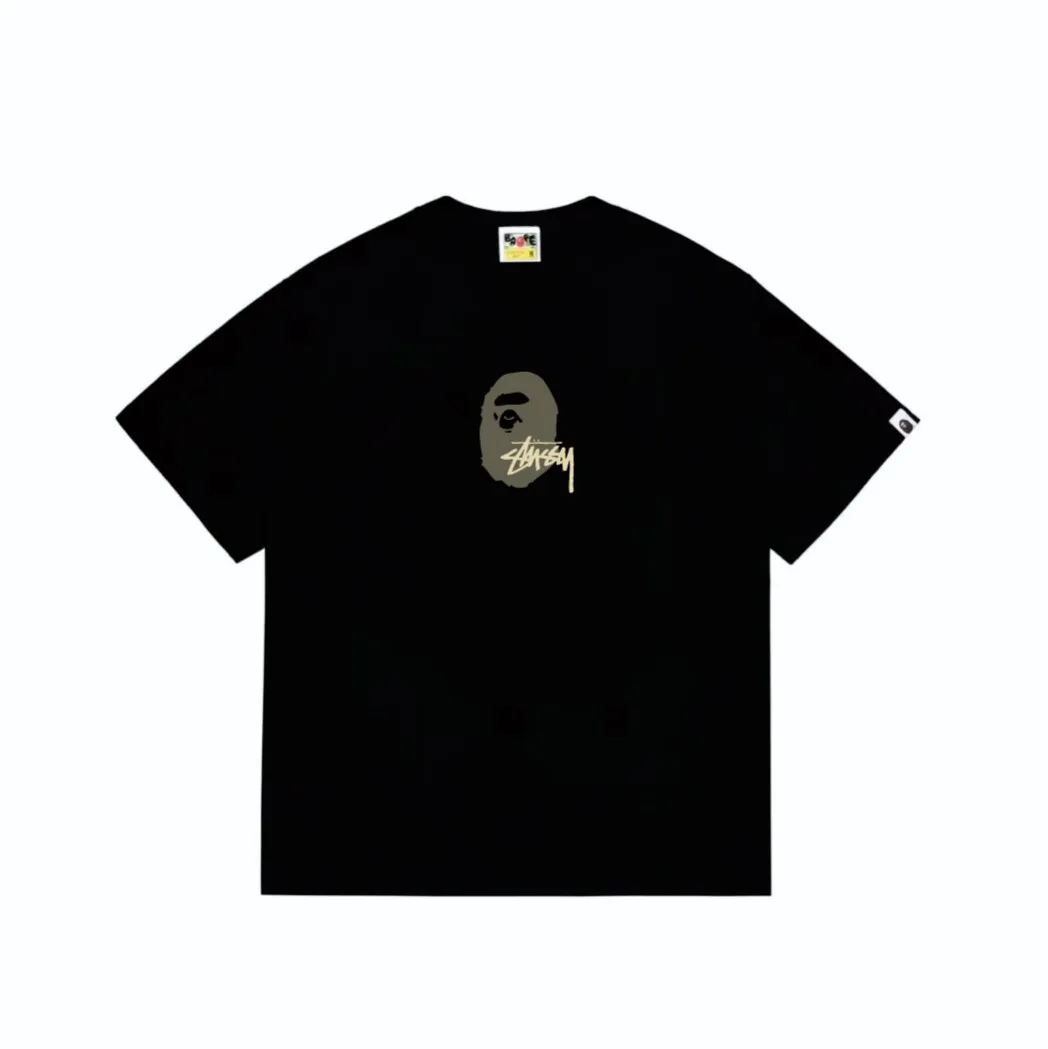 SC210#p110💰 (top version) BAPE×Stussy co-branded Stussy letter ape print T-shirt Made of 260 grams of high-quality high-weave pure cotton fabric, double yarn combed, soft texture and no pilling Imported environmentally friendly printing glue, bright and three-dimensional pattern, quality 💥Same style for men and women, the upper body is fashionable Color: black and yellow print, white and yellow print, gray and yellow print, pink and yellow print, red and yellow print, white and black print, pink and black print Red and black printing Gray and black printing White and purple printing Pink and purple printing Red and purple printing Gray and purple printing Size: S M L XL XXL
