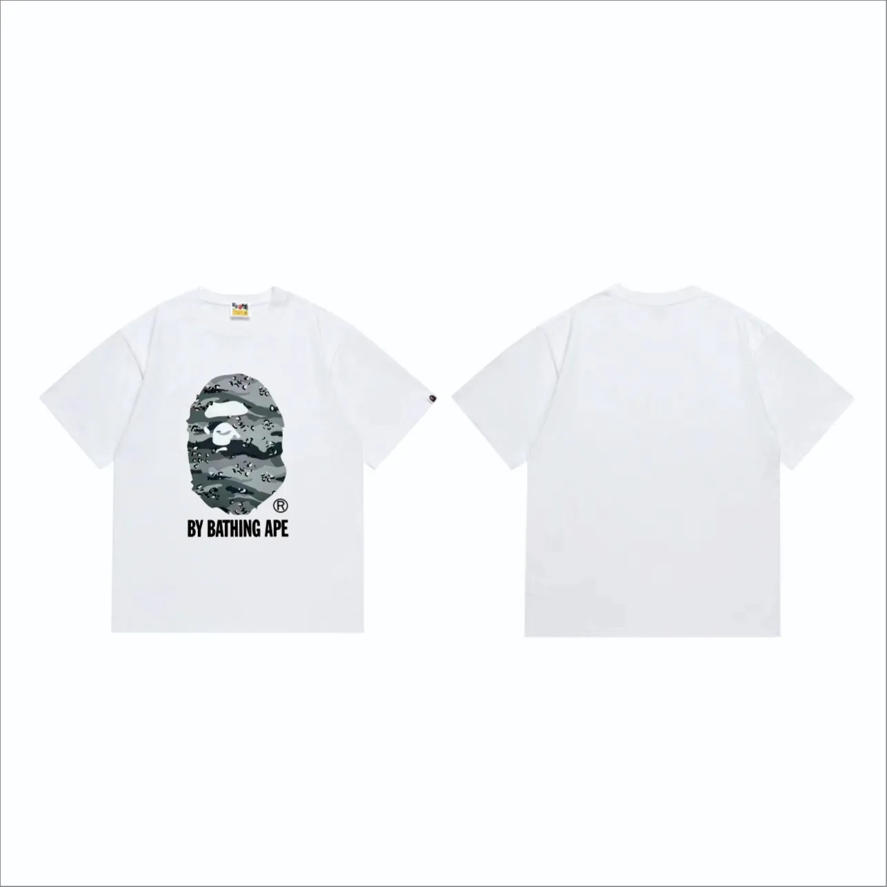 SC242#p110💰 (Top version) BAPE desert ape head letter printed short-sleeved T-shirt Made of 260 grams of high-quality high-weave pure cotton fabric, double yarn combed, soft texture and no pilling Imported environmentally friendly printing glue, bright and three-dimensional pattern, quality 💥Same style for men and women, the upper body is trendy Color: black and yellow, white and yellow, black and gray, white and gray Size: S M L XL XXL