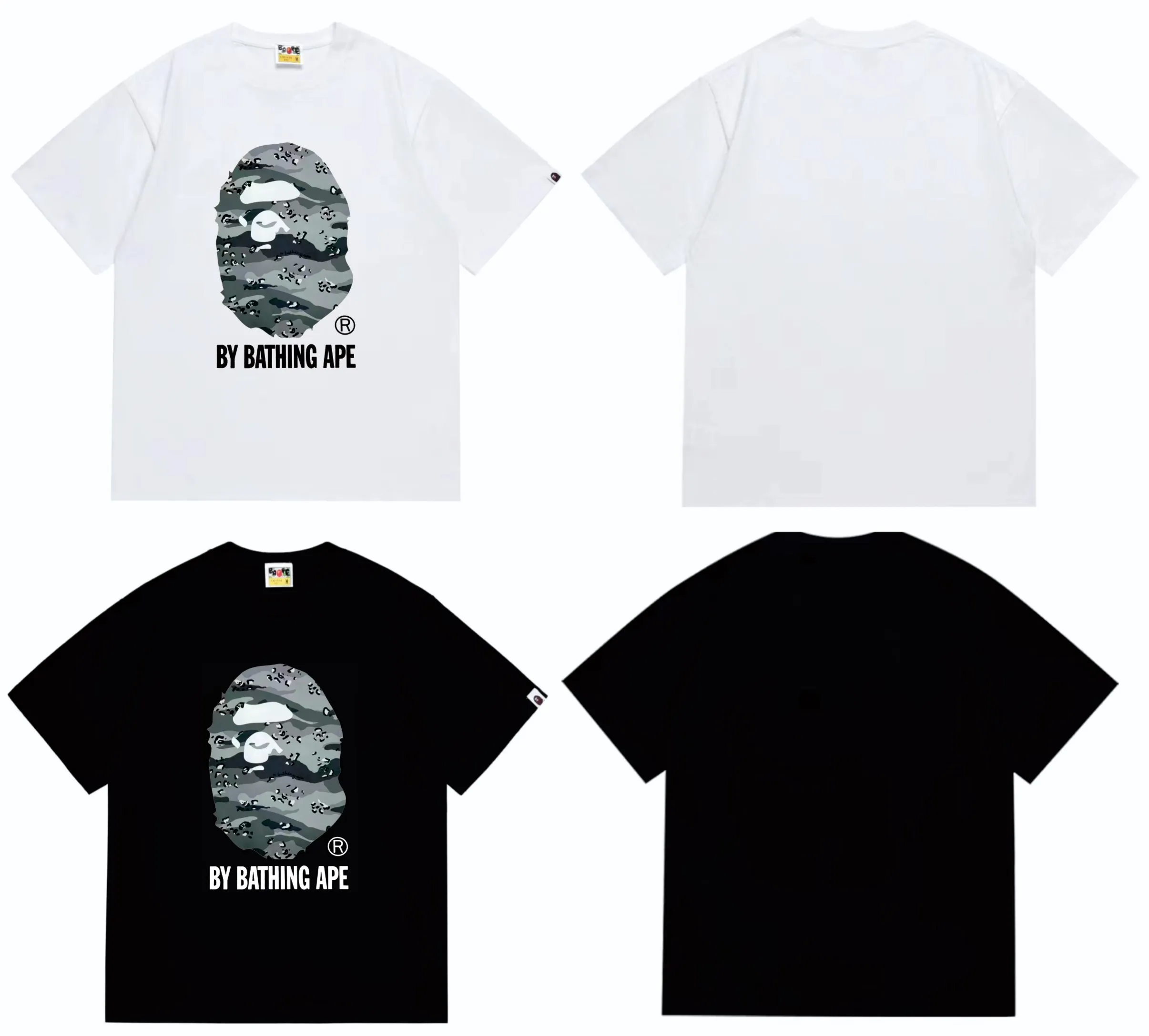 SC242#p110💰 (Top version) BAPE desert ape head letter printed short-sleeved T-shirt Made of 260 grams of high-quality high-weave pure cotton fabric, double yarn combed, soft texture and no pilling Imported environmentally friendly printing glue, bright and three-dimensional pattern, quality 💥Same style for men and women, the upper body is trendy Color: black and yellow, white and yellow, black and gray, white and gray Size: S M L XL XXL
