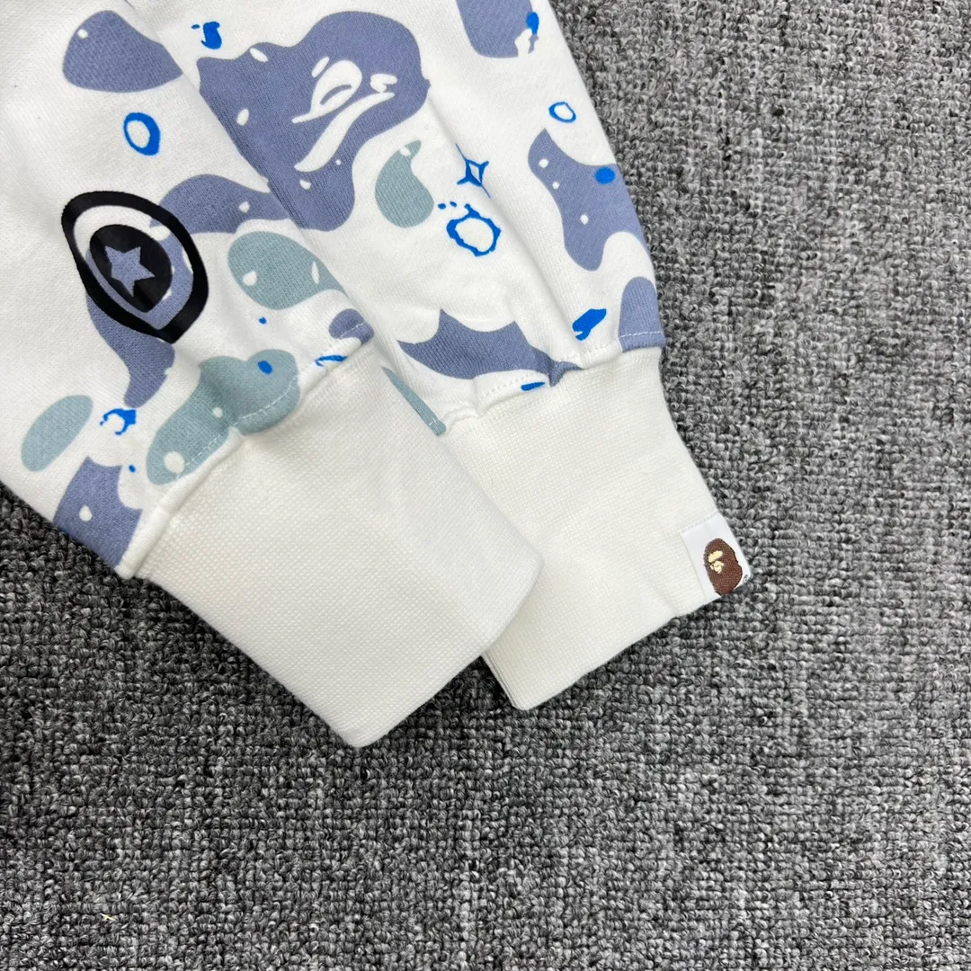 💰400 BAPE SPACE CAMO SHARK HOODIE starry sky camouflage shark zipper hooded sweatshirt top-quality fabric 1:1 high-end replica couple model: S-XXL [starry sky black star blank]