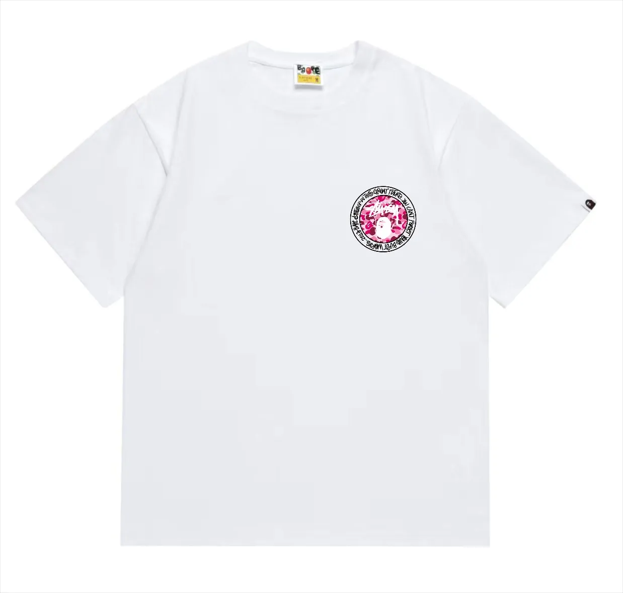 SC216#p110💰 (Top version) BAPE×Stussy co-branded Stussy letter ape print T-shirt Made of 260 grams of high-quality high-weave pure cotton fabric, double yarn combed, soft texture without pilling, imported environmentally friendly printing glue, bright and three-dimensional pattern, quality 💥Same style for men and women, the upper body is fashionable Color: black and white print, gray and white print, pink and white print, red and white print, white and black print, gray and black print, red and black print Pink and black print Size: S M L XL XXL