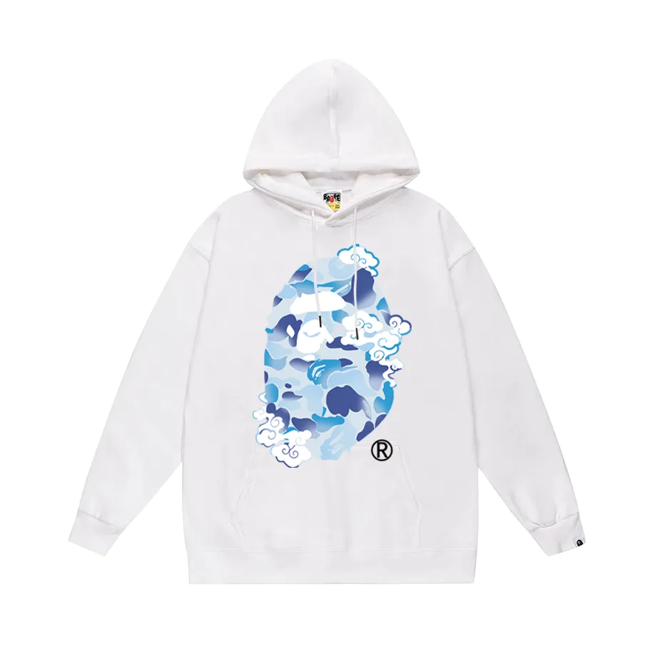 P190 model number SC611# terry 85 plus velvet 95 (top version) BAPE ape head letter printed hooded sweatshirt. Made of 380g large terry (drop shoulder large version) fabric. The texture is soft and non-pilling. Imported environmentally friendly printing glue. The pattern is bright and three-dimensional. Quality 💥Same style for men and women. The upper body is trendy. Color: black white gray Size: S M L XL XXL