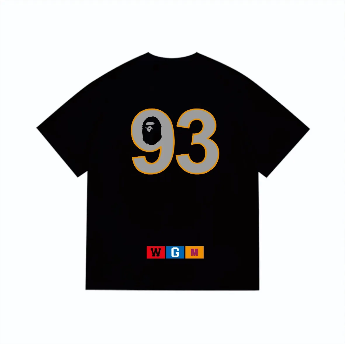 SC230#p110💰 (top version) BAPE ape-man head WGM alphanumeric printed round neck T-shirt Made of 260 grams of high-quality high-weave pure cotton fabric, double yarn combed, soft and non-pilling texture, imported environmentally friendly printing glue, bright and three-dimensional pattern, quality 💥Same style for men and women. The upper body is trendy. Color: black white Size: S M L XL XXL