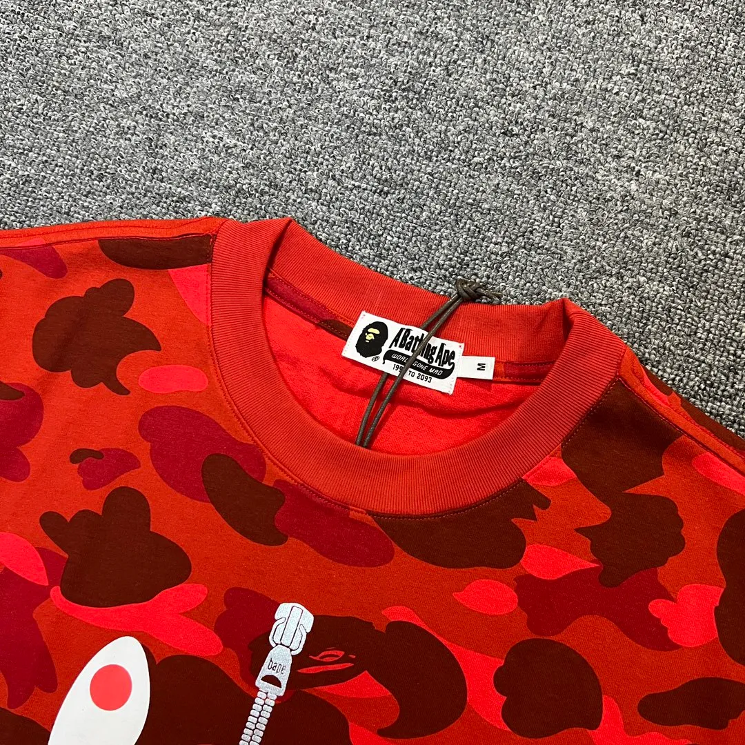💰140 BAPE shark camouflage WGM classic reproduction ZP version 255g weight pure cotton all-over printed camouflage couple model: S-XXL [green yellow red purple blue]