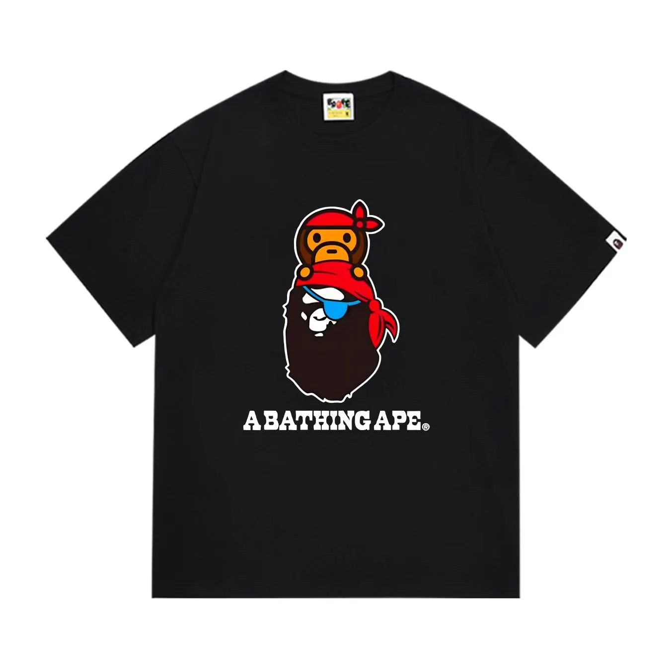 SC284#p110💰 (top version) BAPE uses 260 grams of high-quality high-weave pure cotton fabric, double yarn combed, soft texture and no pilling, imported environmentally friendly printing glue, bright and three-dimensional pattern, quality 💥Same style for men and women, the upper body is fashionable Color: black white Size: S M L XL XXL