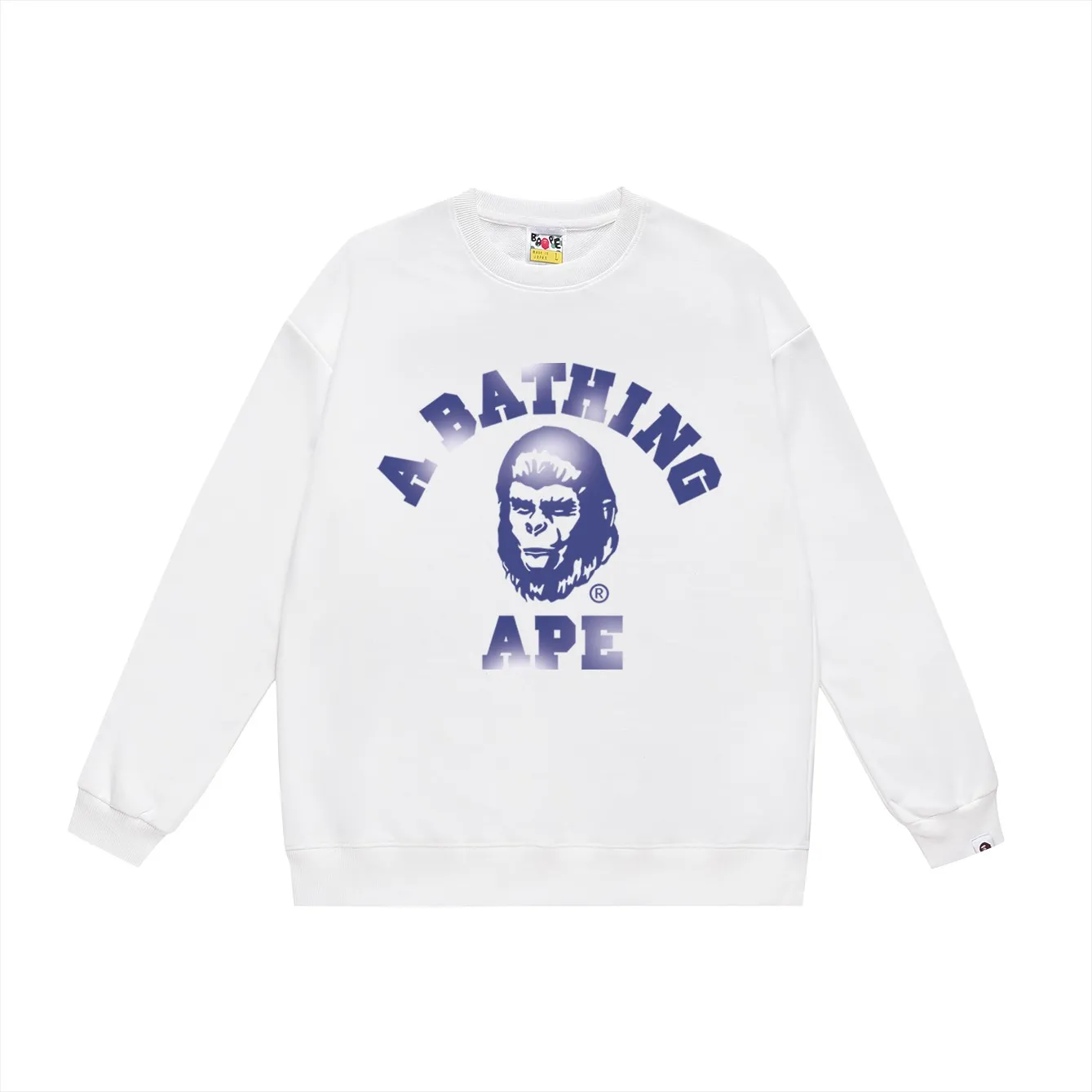 P150 model number SC487# terry 75 plus velvet 80 (top version) BAPE COLLEGE GRAPHIC TEE comic letter round neck sweatshirt Made of 350g large terry (drop shoulder large version) fabric, soft and non-pilling texture, imported environmentally friendly printing glue, bright and three-dimensional pattern, quality 💥Same style for men and women, the upper body is fashionable Color: black gold, white gold, gray gold, black blue, white blue, gray blue Size: S M L XL XXL