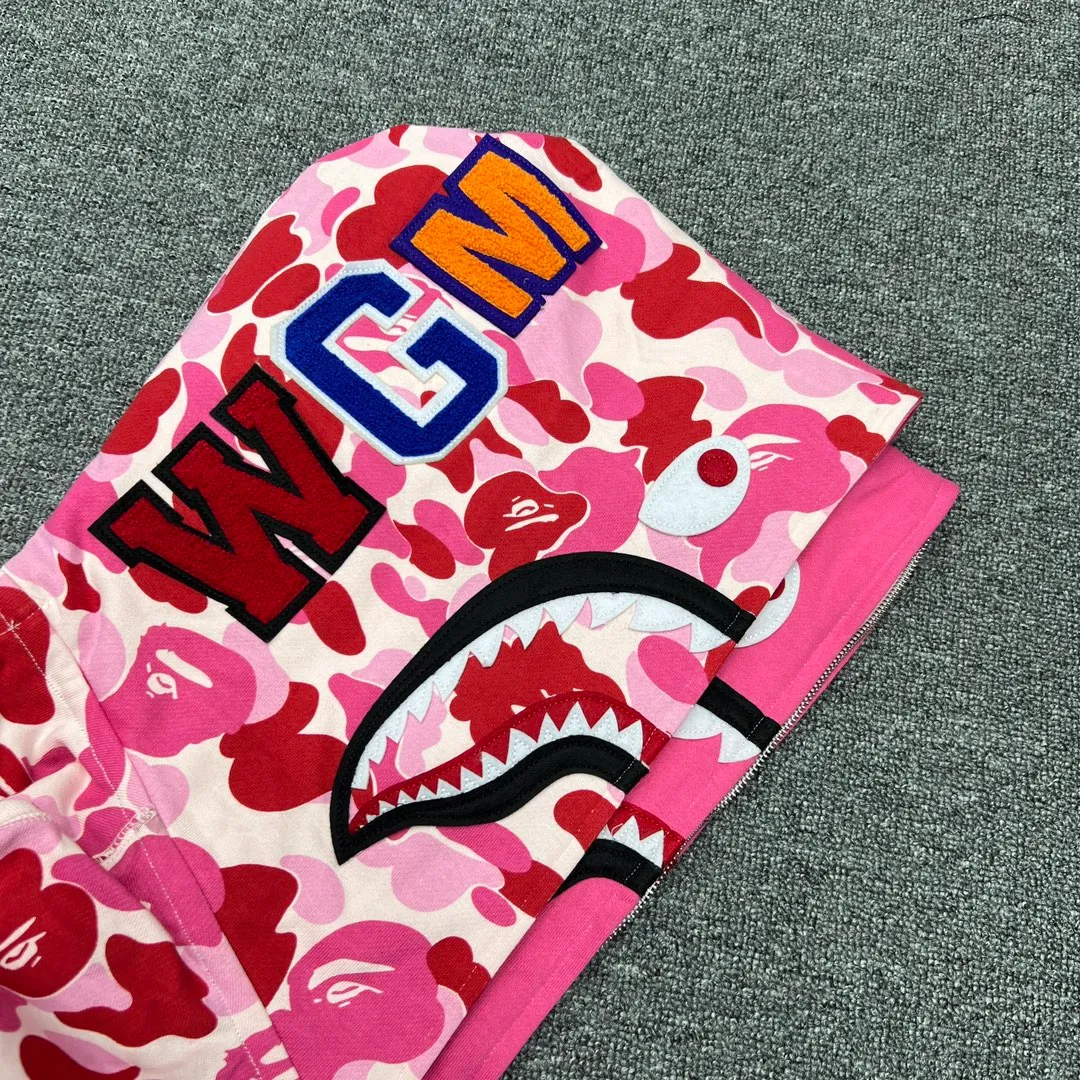 💰440 Bape Abc Double Hat Large Flower Camouflage Shark Customized fabric 1:1 Fine workmanship High version Couple model: S—XXL [Green Pink Blue]