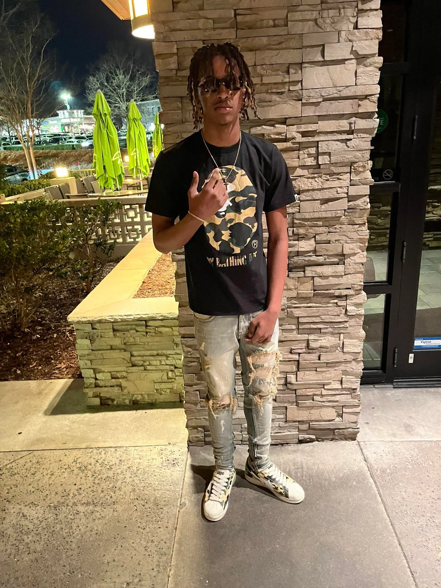 💰140 BAPE classic great ape print camouflage work ZP version 280g weight linen cotton fabric Couple style: S-XXL [black green white green black yellow white yellow]