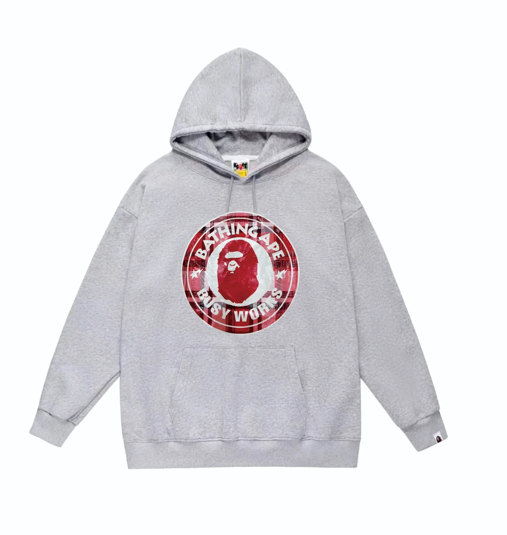 P160 model number SC847# terry 80 plus velvet 90 (top version) BAPE STA medallion plaid ape head print pattern hooded sweatshirt Made of 380 grams of large terry (drop shoulder large version) fabric, soft texture and no pilling Imported environmentally friendly printing glue The pattern is bright and three-dimensional Quality 💥Same style for men and women The upper body is trendy Color: black white gray Size: S M L XL XXL