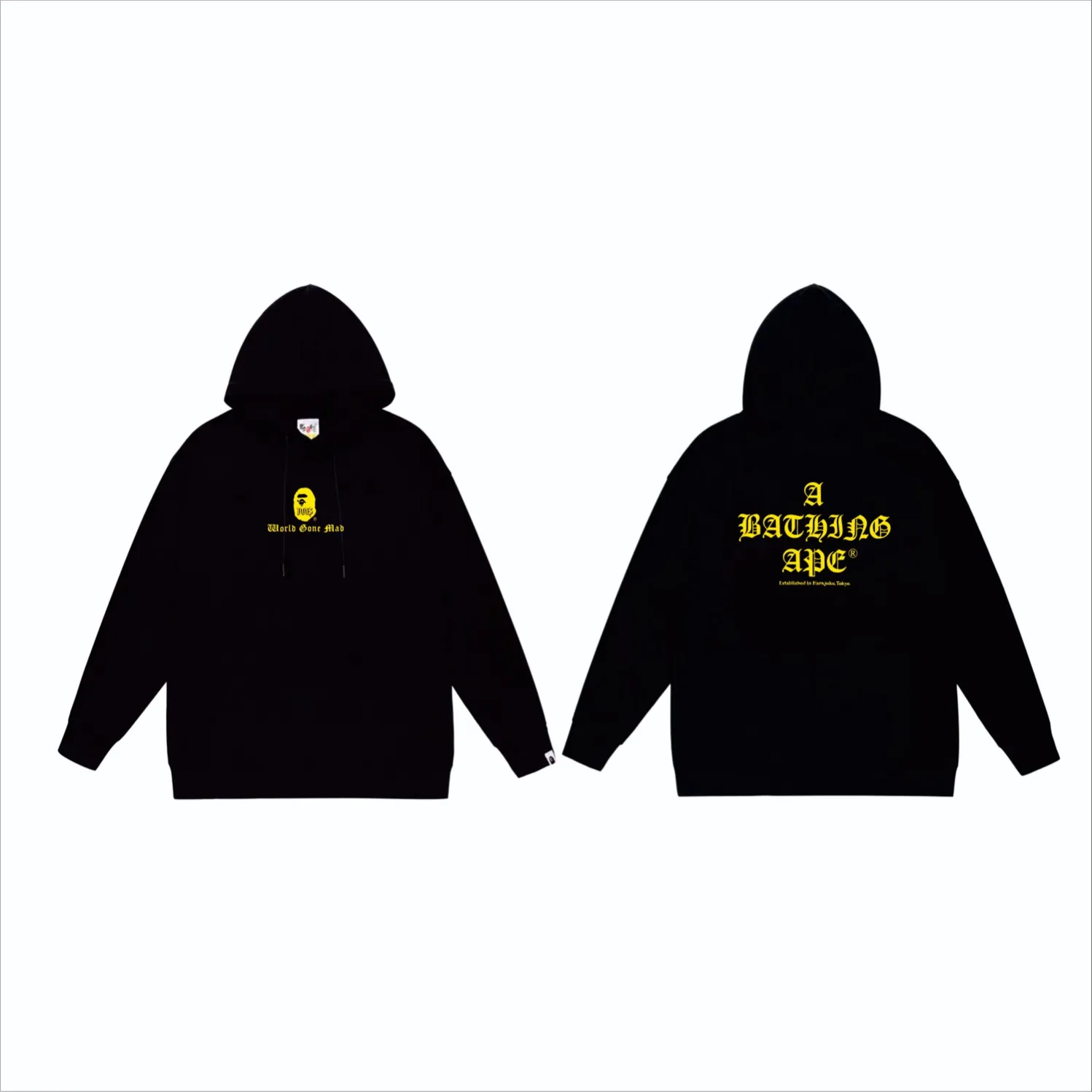 P160 model number SC850# terry 80 plus velvet 90 (top version) BAPE contrasting color ape head letter print hooded sweatshirt. Made of 380g large terry (drop shoulder large version) fabric. The texture is soft and non-pilling. Imported environmentally friendly printing glue. The pattern is bright and three-dimensional. Quality 💥Same style for men and women. The upper body is trendy. Color: black white gray Size: S M L XL XXL