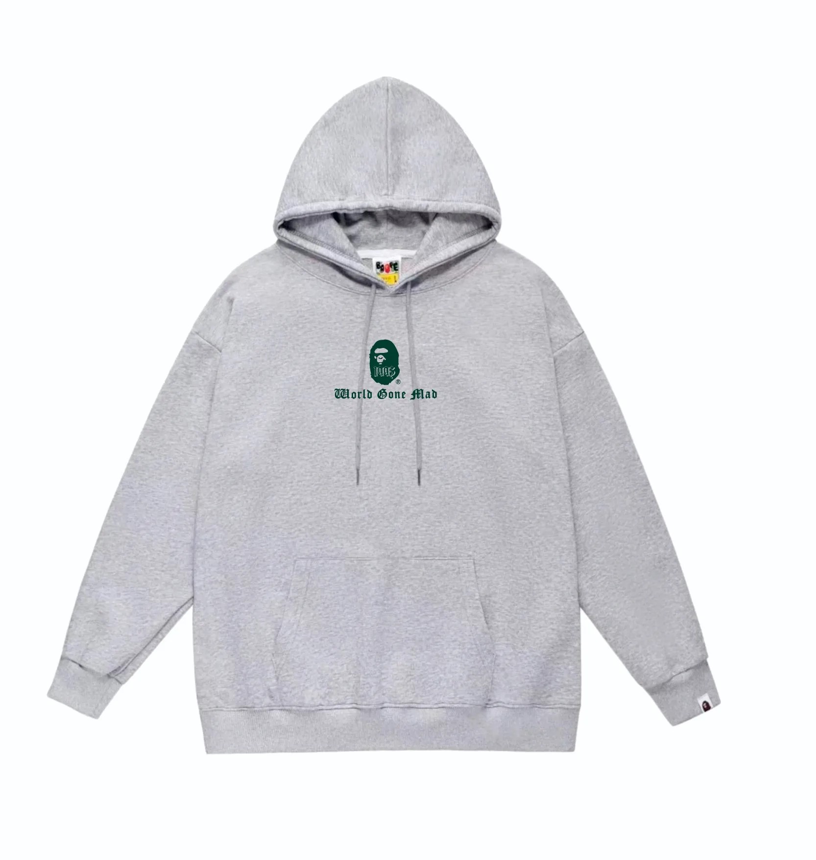 P160 model number SC850# terry 80 plus velvet 90 (top version) BAPE contrasting color ape head letter print hooded sweatshirt. Made of 380g large terry (drop shoulder large version) fabric. The texture is soft and non-pilling. Imported environmentally friendly printing glue. The pattern is bright and three-dimensional. Quality 💥Same style for men and women. The upper body is trendy. Color: black white gray Size: S M L XL XXL
