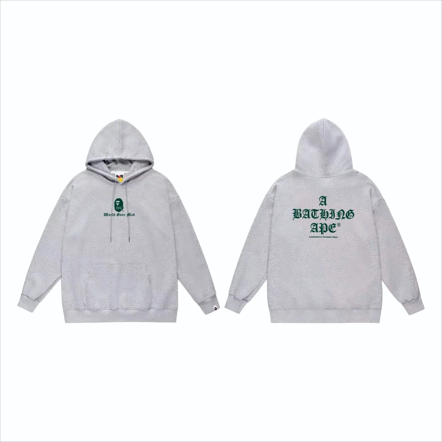 P160 model number SC850# terry 80 plus velvet 90 (top version) BAPE contrasting color ape head letter print hooded sweatshirt. Made of 380g large terry (drop shoulder large version) fabric. The texture is soft and non-pilling. Imported environmentally friendly printing glue. The pattern is bright and three-dimensional. Quality 💥Same style for men and women. The upper body is trendy. Color: black white gray Size: S M L XL XXL