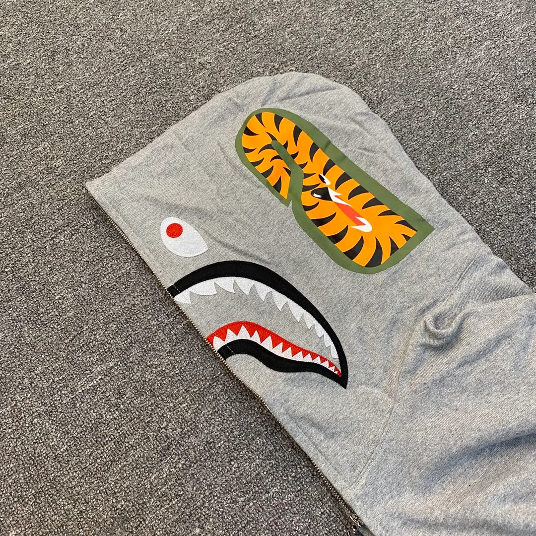 💰380 BAPE design shark splicing camouflage WGM classic logo couple model: S—XXL [grey black]