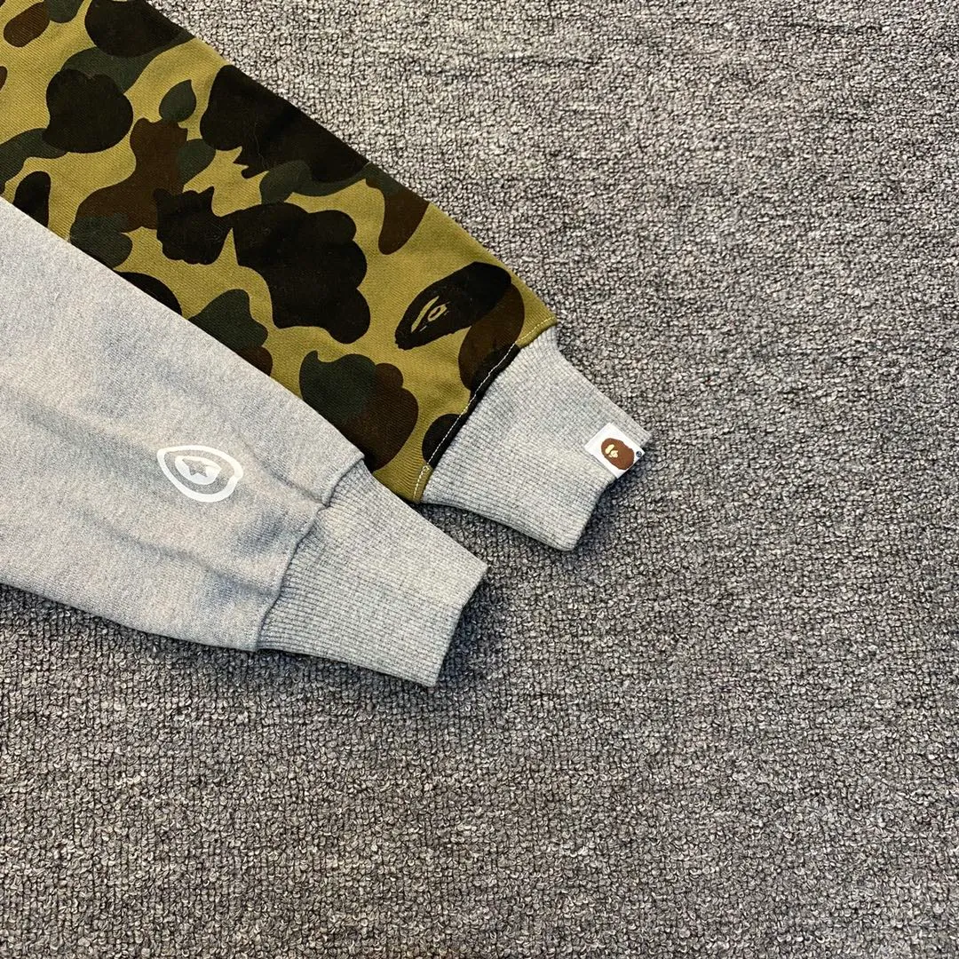 💰380 BAPE design shark splicing camouflage WGM classic logo couple model: S—XXL [grey black]