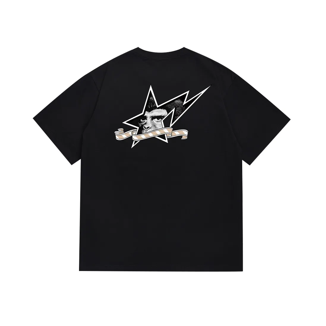 SC095#p110💰 (top version) BAPE ape star letter printed short-sleeved T-shirt Made of 260 grams of high-quality high-weave pure cotton fabric, double yarn combed, soft texture and no pilling Imported environmentally friendly printing glue, bright and three-dimensional pattern, quality 💥Same style for men and women, the upper body is fashionable Color: black white Size: S M L XL XXL