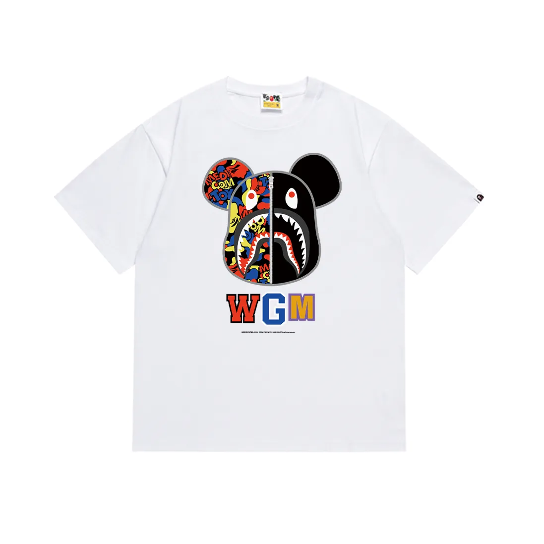 P110 SC043# (top version) BAPE MEDICOM TOY BE@R Camouflage Violent Bear Co-branded Made of 260 grams of high-quality high-weave pure cotton fabric, double yarn combed, soft and non-pilling texture, imported environmentally friendly printing glue, bright and three-dimensional pattern, quality 💥Same style for men and women, the upper body is fashionable Color: Black White Size: S M L XL XXL