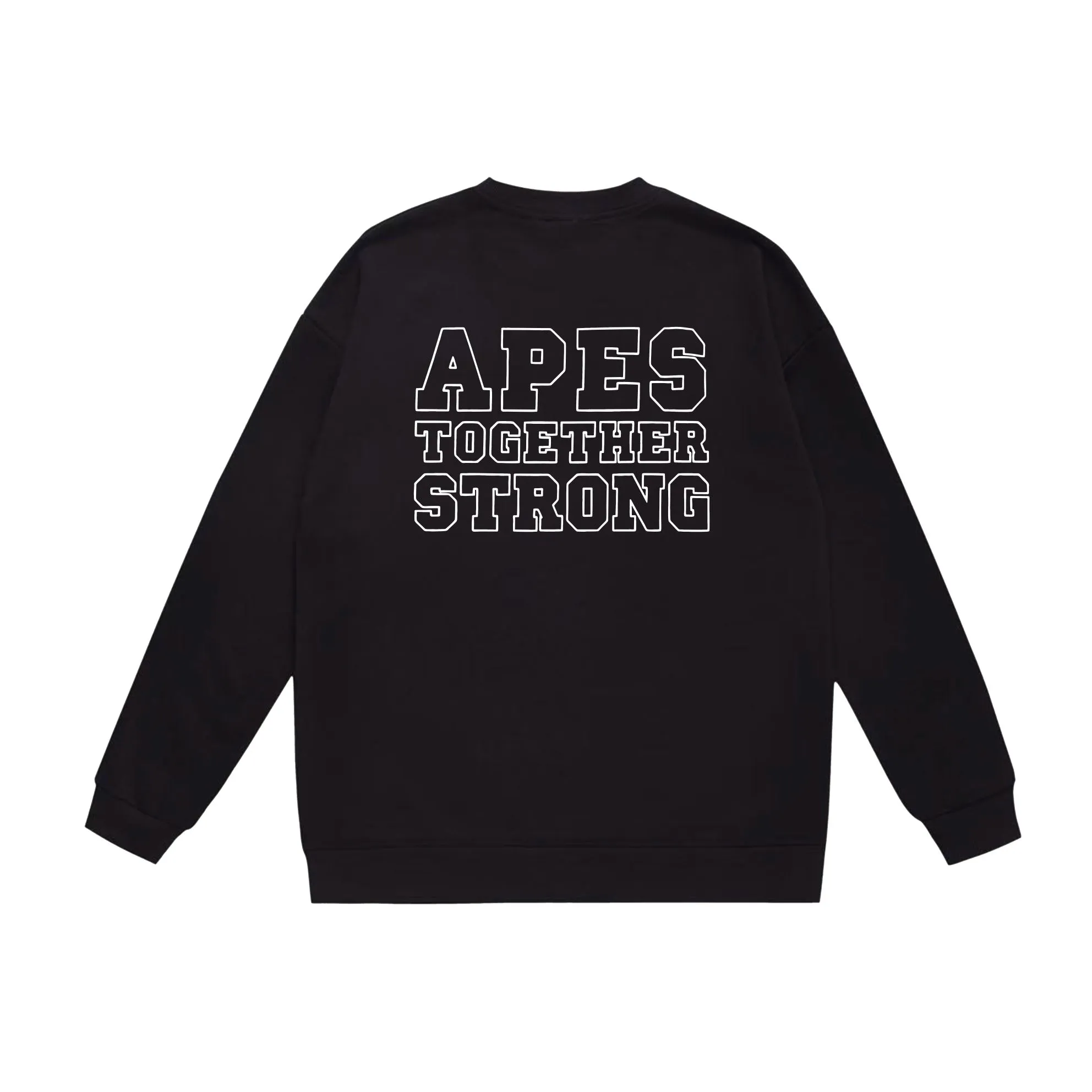 P170 model number SC548# terry 80 plus velvet 85 (top version) BAPE classic ape head letter print pattern round neck sweatshirt. Made of 350g large terry (drop shoulder large version) fabric. The texture is soft and non-pilling. Imported environmentally friendly printing glue. The pattern is bright and three-dimensional. Quality 💥Same style for men and women. The upper body is trendy. Color: black white gray Size: S M L XL XXL