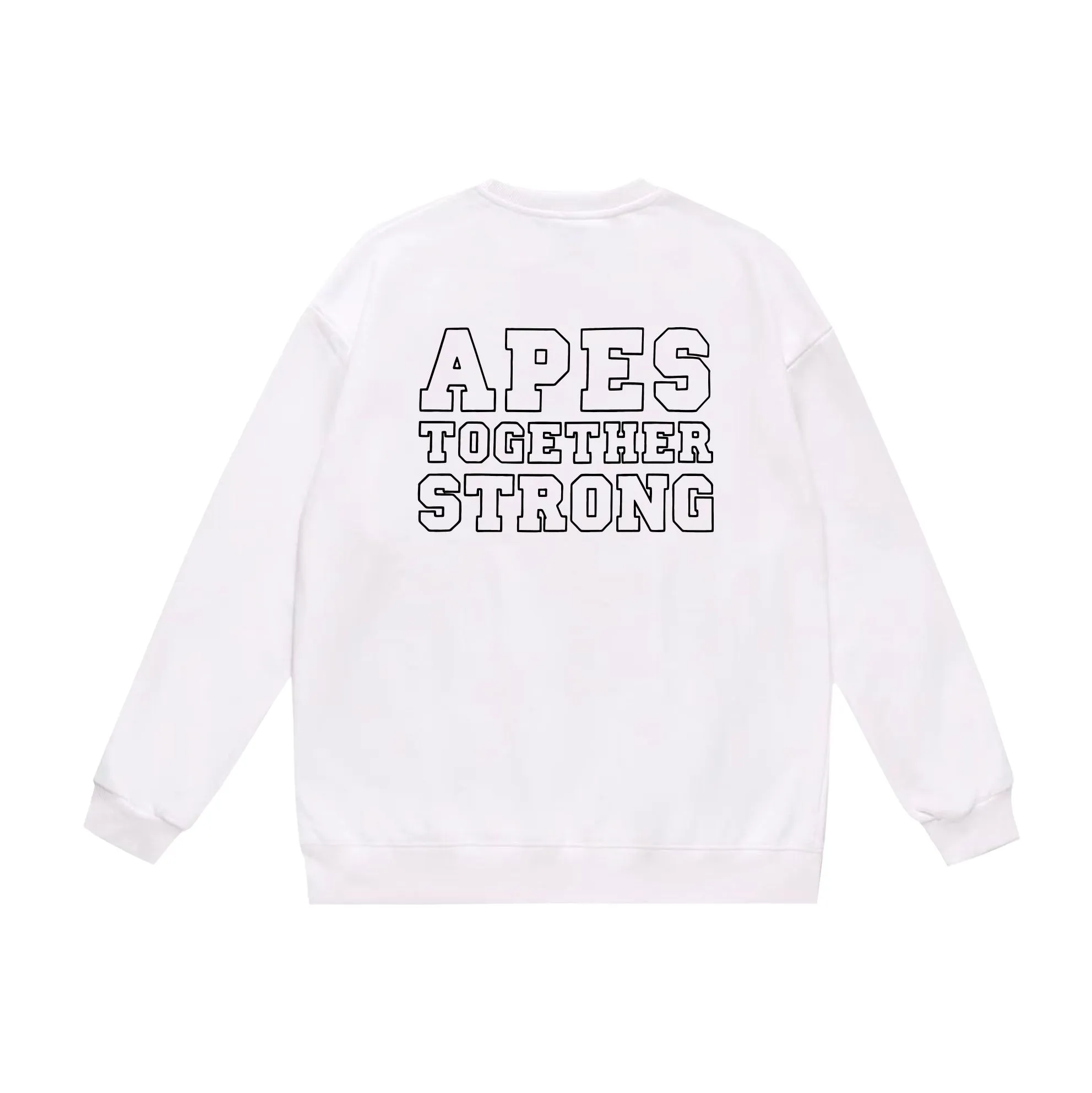 P170 model number SC548# terry 80 plus velvet 85 (top version) BAPE classic ape head letter print pattern round neck sweatshirt. Made of 350g large terry (drop shoulder large version) fabric. The texture is soft and non-pilling. Imported environmentally friendly printing glue. The pattern is bright and three-dimensional. Quality 💥Same style for men and women. The upper body is trendy. Color: black white gray Size: S M L XL XXL