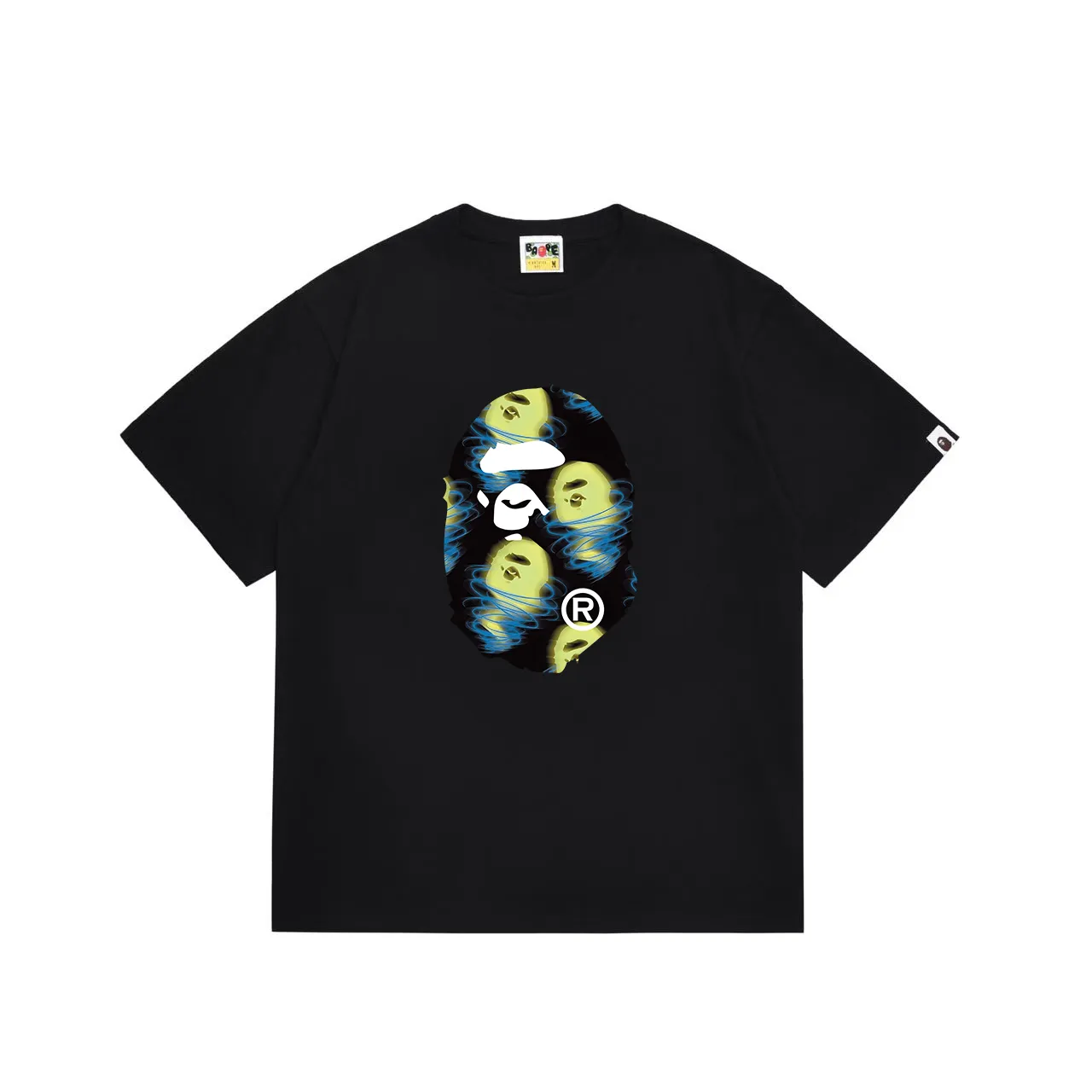 SC1033#p110💰 (top version) BAPE uses 260 grams of high-quality high-weave pure cotton fabric, double yarn combed, soft and non-pilling texture, imported environmentally friendly printing glue, bright and three-dimensional pattern, quality 💥Same style for men and women, the upper body is fashionable Color: Black White Size: S M L XL XXL