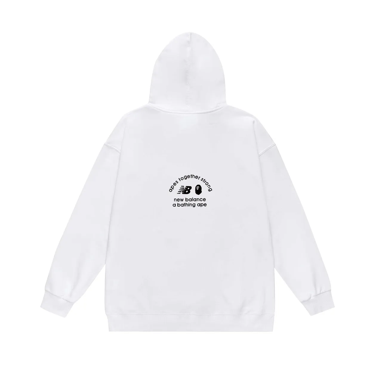 Model No. SC653#terry p160 plus velvet p180💰 (top version) BAPE Ape Man Head co-branded NB letter printed hooded sweatshirt. Made of 380g large terry 430g silver fox velvet (drop shoulder large version) fabric. The texture is soft and non-pilling. Imported environmentally friendly printing glue. The pattern is bright and three-dimensional. Quality💥Same style for men and women. The upper body is trendy. Color: black white gray Size: S M L XL XXL