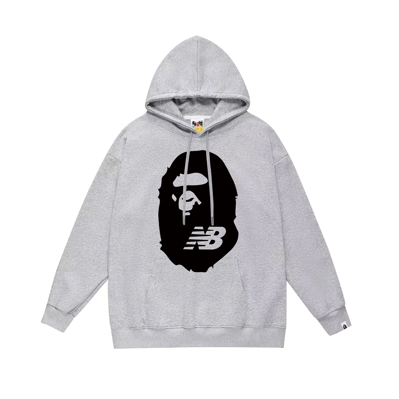 Model No. SC653#terry p160 plus velvet p180💰 (top version) BAPE Ape Man Head co-branded NB letter printed hooded sweatshirt. Made of 380g large terry 430g silver fox velvet (drop shoulder large version) fabric. The texture is soft and non-pilling. Imported environmentally friendly printing glue. The pattern is bright and three-dimensional. Quality💥Same style for men and women. The upper body is trendy. Color: black white gray Size: S M L XL XXL