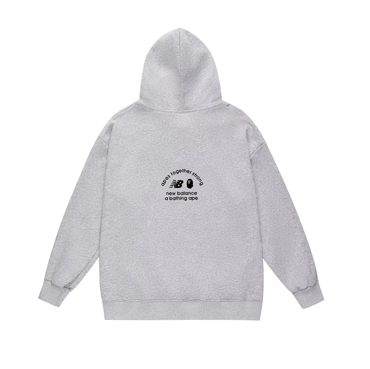 Model No. SC653#terry p160 plus velvet p180💰 (top version) BAPE Ape Man Head co-branded NB letter printed hooded sweatshirt. Made of 380g large terry 430g silver fox velvet (drop shoulder large version) fabric. The texture is soft and non-pilling. Imported environmentally friendly printing glue. The pattern is bright and three-dimensional. Quality💥Same style for men and women. The upper body is trendy. Color: black white gray Size: S M L XL XXL