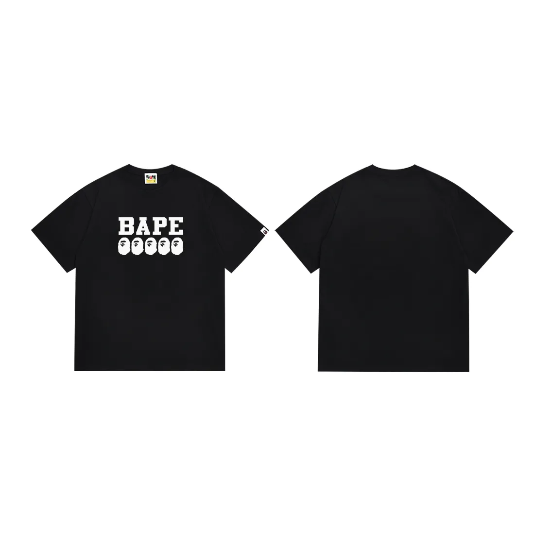 P110 SC049# (top version) BAPE ape head letter LOGO printed short-sleeved T-shirt Made of 260 grams of high-quality high-woven pure cotton fabric, double yarn combed, soft texture and no pilling Imported environmentally friendly printing glue, bright and three-dimensional pattern, quality 💥Same style for men and women, the upper body is fashionable Color: black and white Size: S M L XL XXL