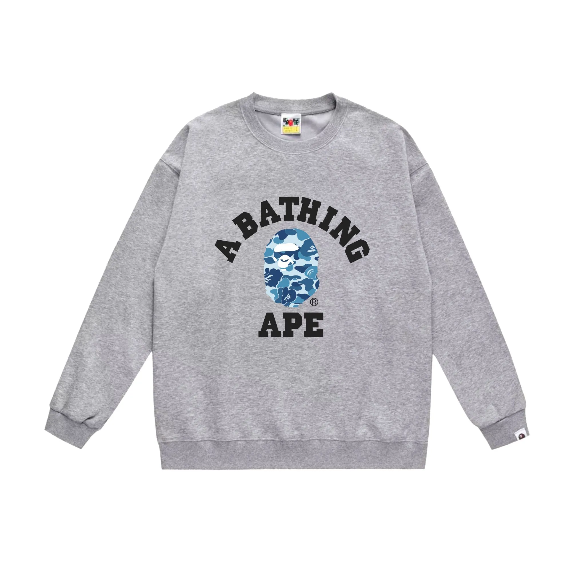 P170 model number SC566# terry 80 plus velvet 85 (top version) BAPE ape head classic letter camouflage printed round neck sweatshirt. Made of 350 grams of large terry (drop shoulder large version) fabric, soft texture and no pilling. Imported environmentally friendly printing glue, bright and three-dimensional pattern, quality 💥Same style for men and women. The upper body is trendy. Colors: black and blue, white and blue, gray and blue, black and pink, white and gray, black and green, white and green, gray and green. Size: S M L XL XXL